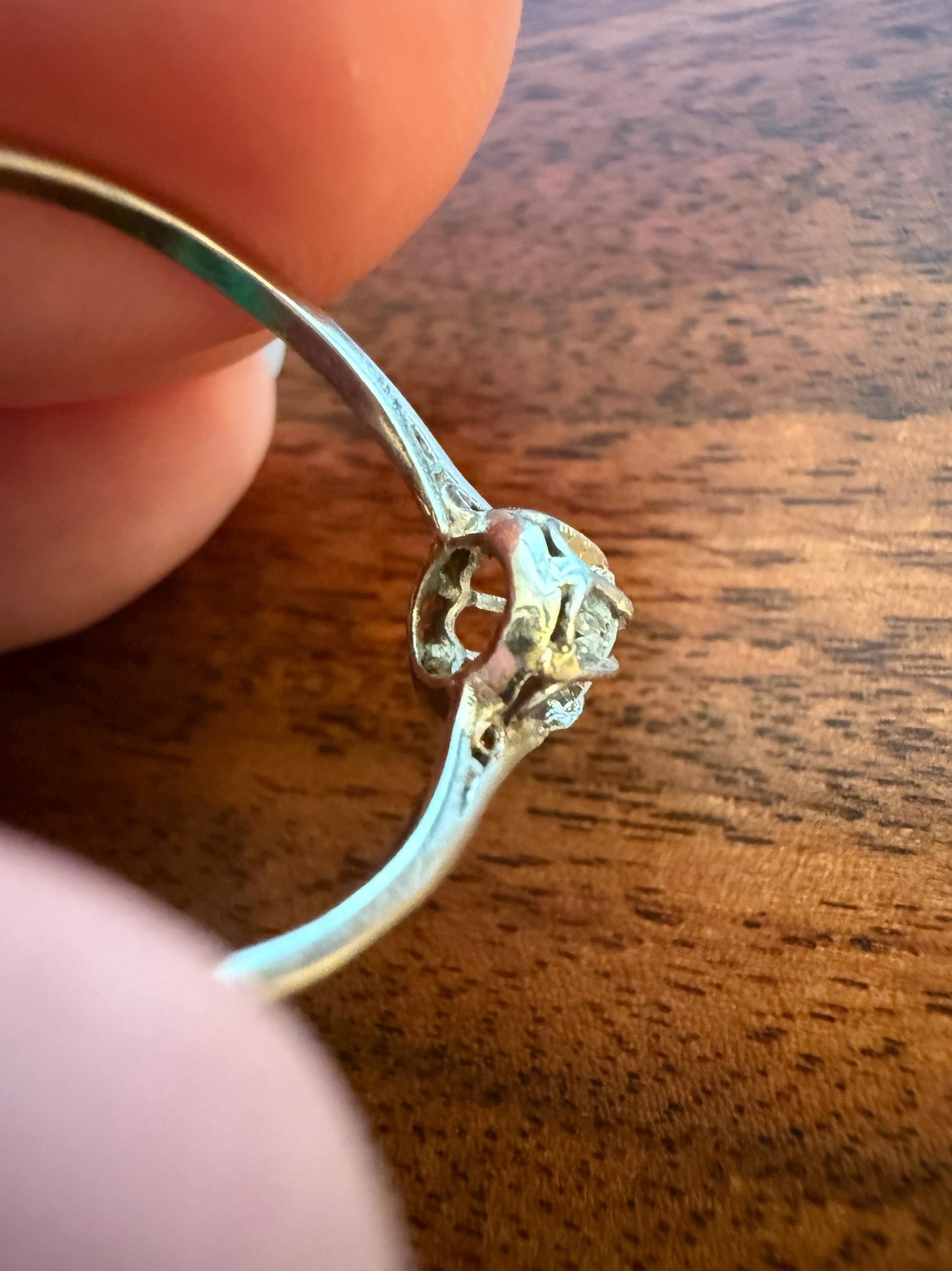 PEAR Old Mine Cut DIAMOND .5 Carat Original Antique Solitiare Ring French Platinum Skinny Band Buttercup Daily Wear Engagement Setting OmC