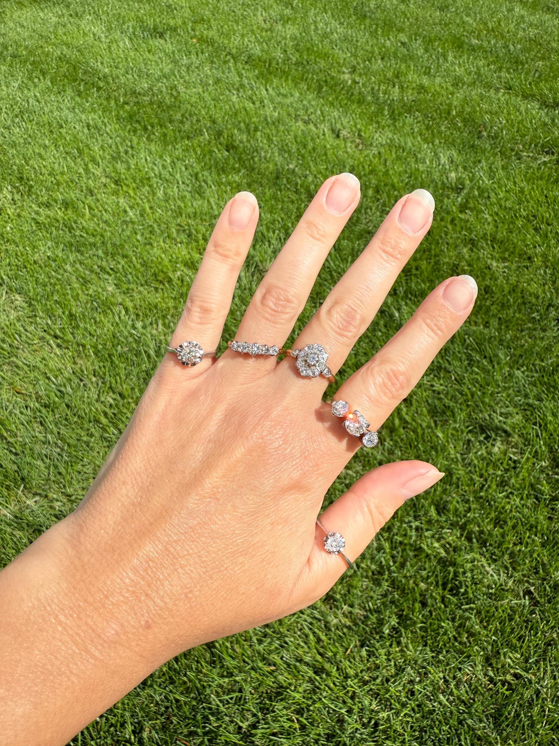 PEAR Old Mine Cut DIAMOND .5 Carat Original Antique Solitiare Ring French Platinum Skinny Band Buttercup Daily Wear Engagement Setting OmC