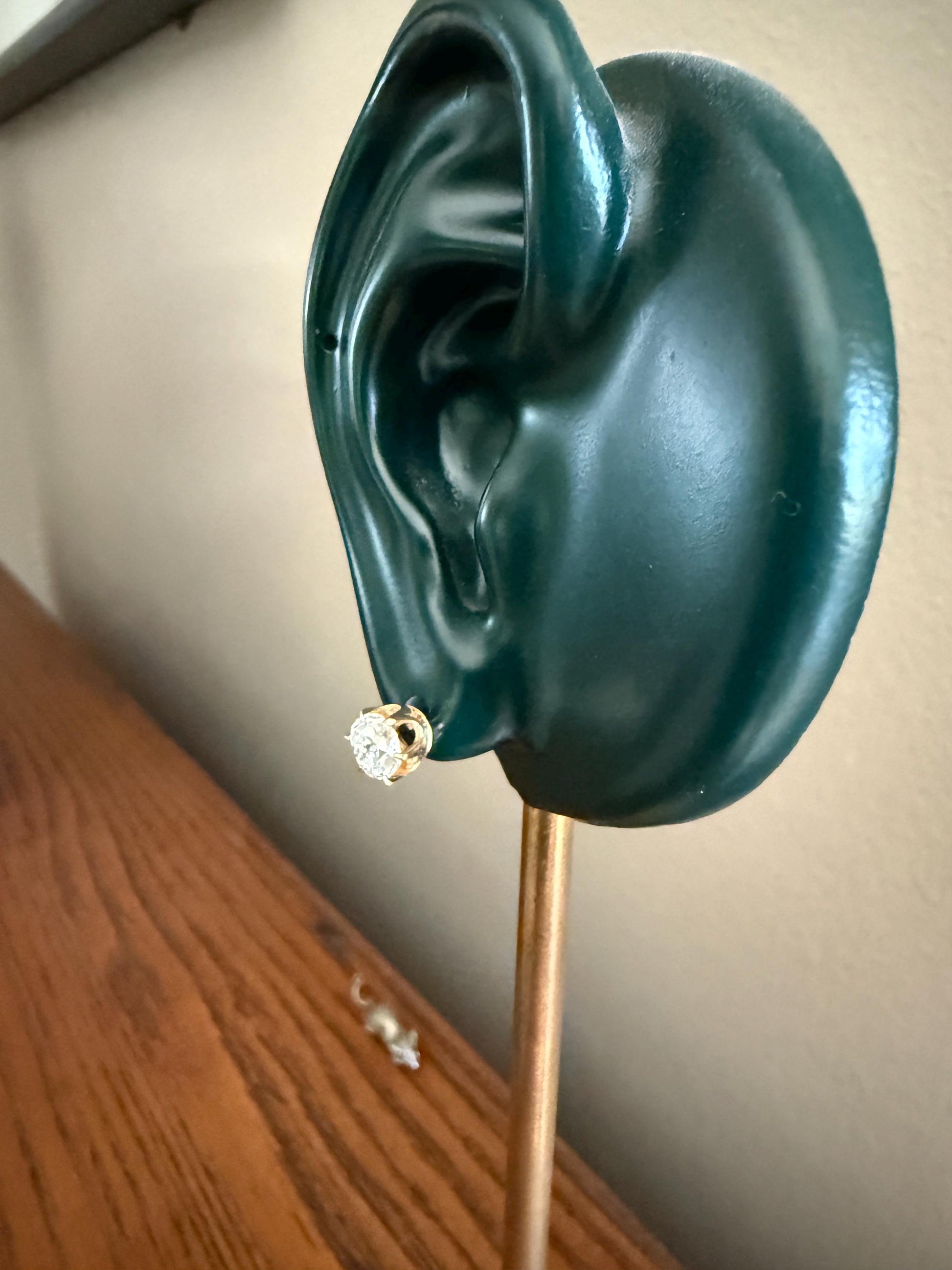 Antique 1 Carat 1Ctw. Cushion Cut Old Mine Cut DIAMOND Stud Earrings 18k GOLD Setting 9k Backs Romantic Gift Minimalist Earstack