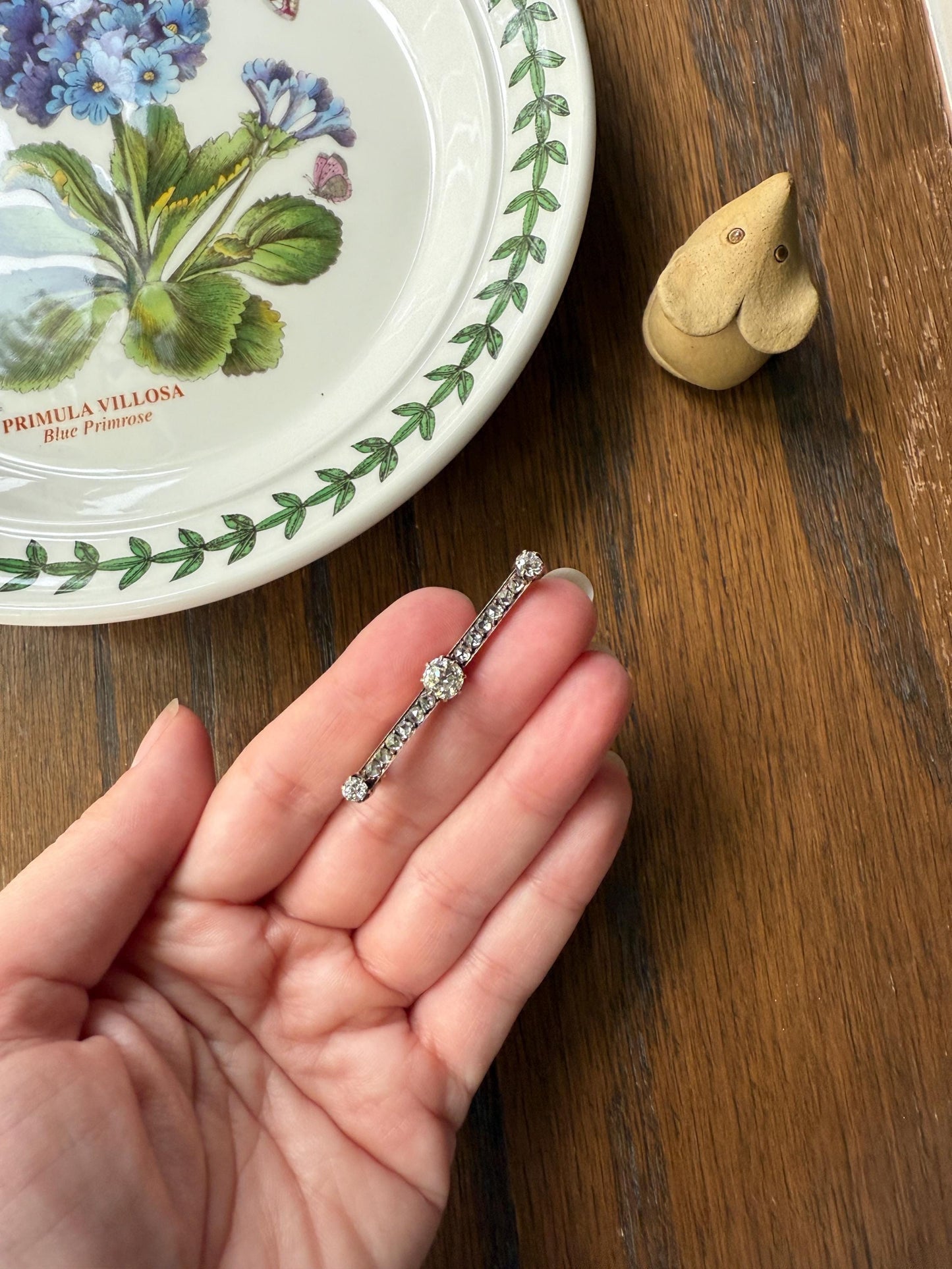 Antique 1.75 Carat Old Mine Rose Cut DIAMOND Encrusted 14k Gold Bar Brooch Victorian Extender Connector Pendant Conv. Chunky Bridal Hair Pin