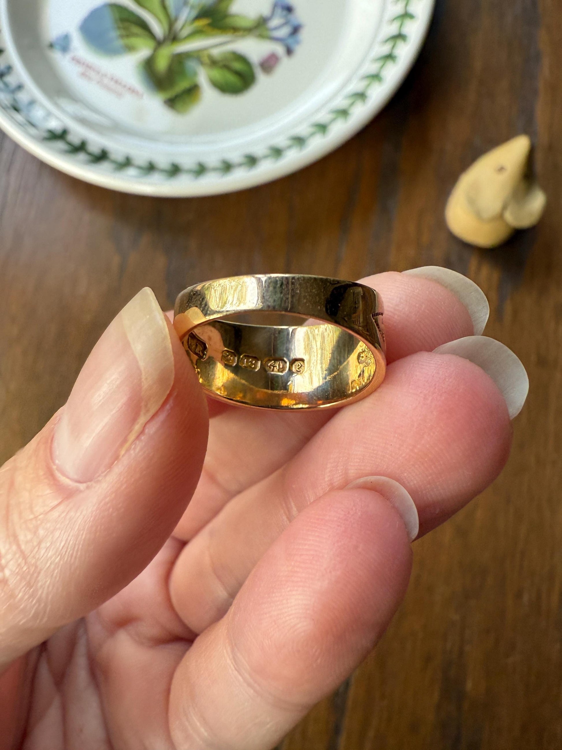 Antique c1879 I CLING to THEE Ivy Wide Band Ring 4.7g 18k Gold Stacker Wedding Posey Engagement Rare Romantic Gift Poesy Buttery Victorian
