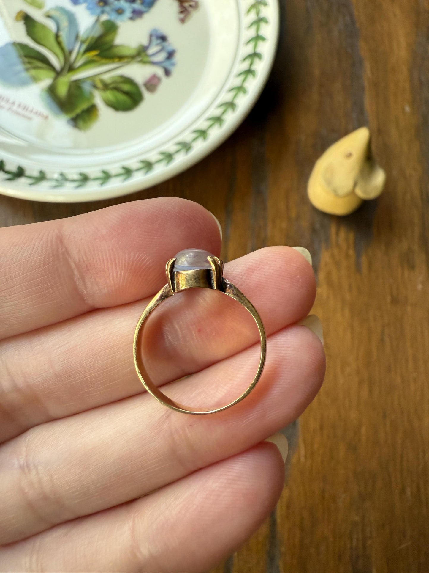 MOONSTONE Blue Antique Oval Solitaire Ring 18k Gold Art Nouveau Romantic Gift Glowing Orb Minimalist Victorian A+ Color French Belle Epoque