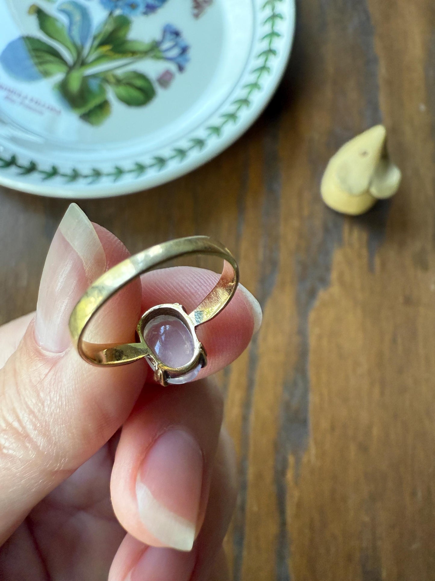 MOONSTONE Blue Antique Oval Solitaire Ring 18k Gold Art Nouveau Romantic Gift Glowing Orb Minimalist Victorian A+ Color French Belle Epoque