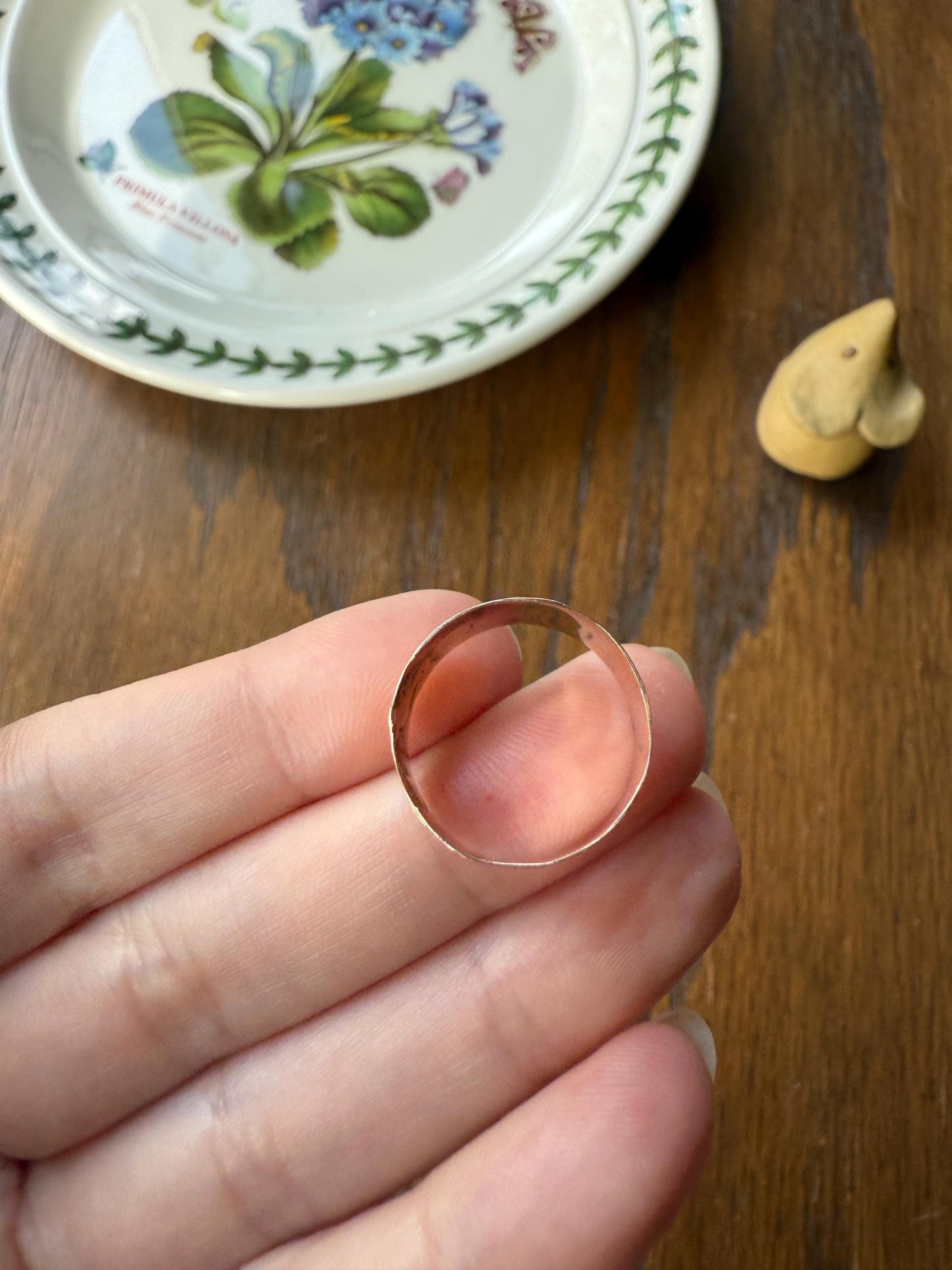 FLORAL Victorian Wedding Ring Forget Me Not 8mm Wide Cigar Band Antique 10k Rose Gold Solid Eternity Stacker Romantic Gift Swirl Flowers