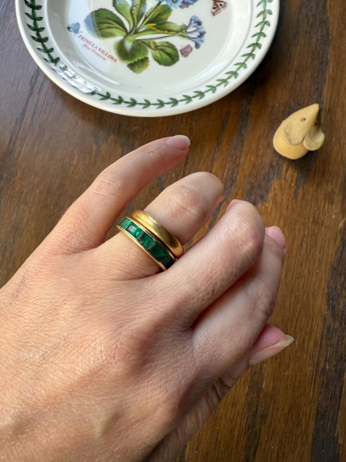 Vintage 5mm Channel Set 14 EMERALD Full ETERNITY Band Ring 18k Gold 2.25 Carat Skinny Line Stacker French Gift Rectangular Green Chunky