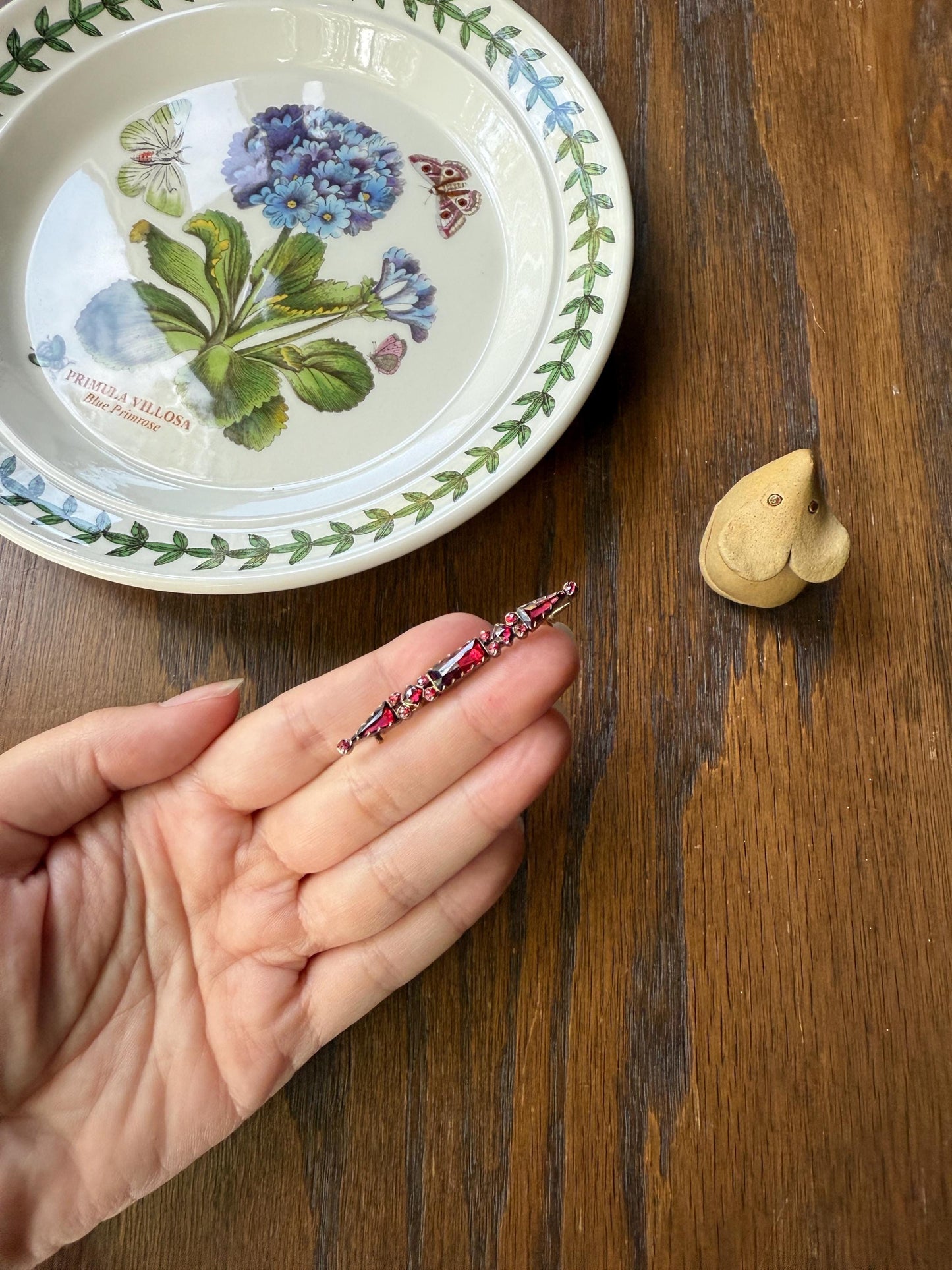 PERPIGNAN Garnet Purple Pink Bar Line Brooch for Pendant Conversion French Antique Victorian 18k Gold Extender Connector Unique Triangle