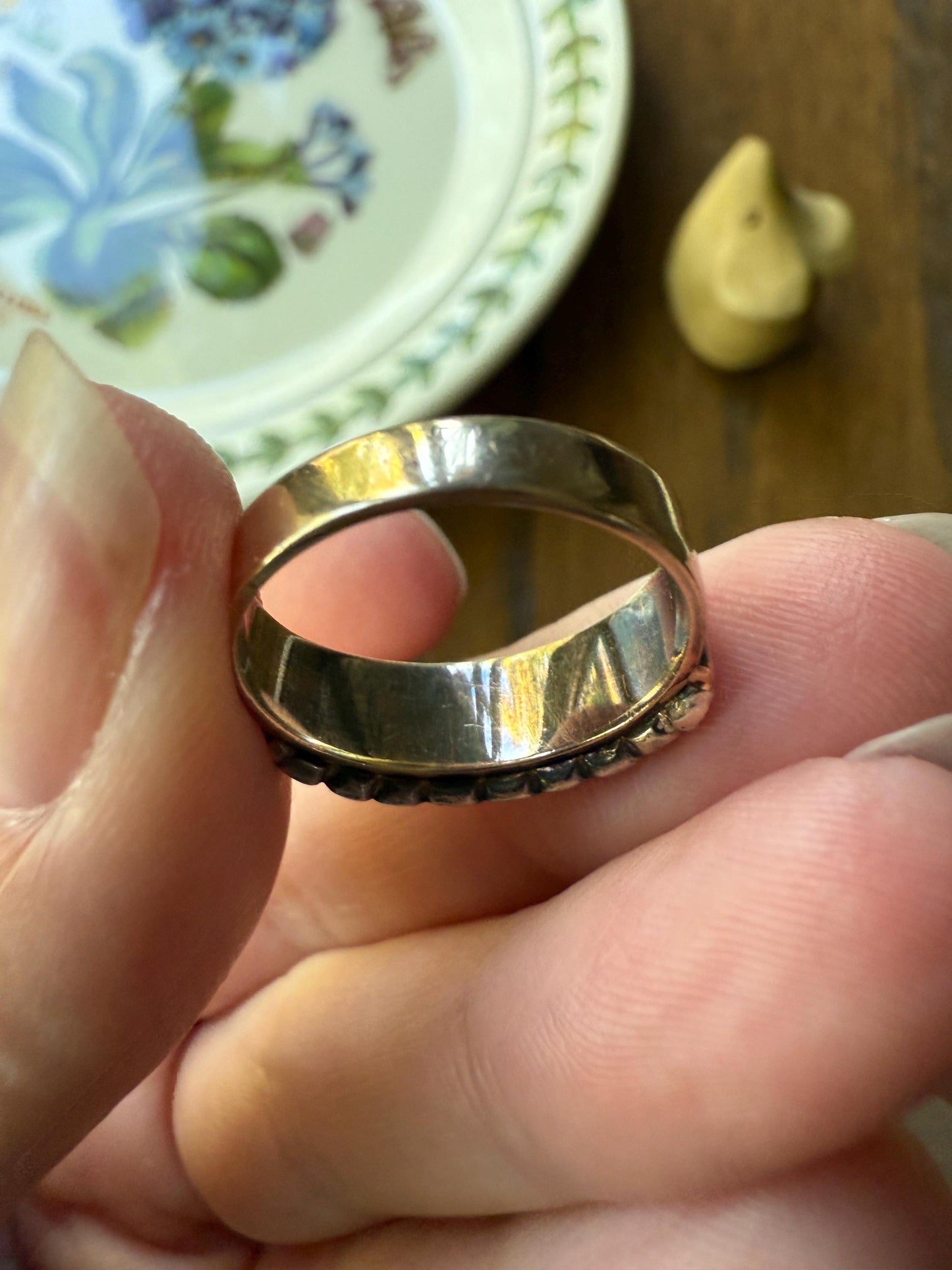 Antique 1.25 Carat Chunky Old Mine Cut DIAMOND Georgian 10k Gold Half Hoop Cigar Band Double Row Ring Silver Collets Gift Stacker 1.25Ct OMC