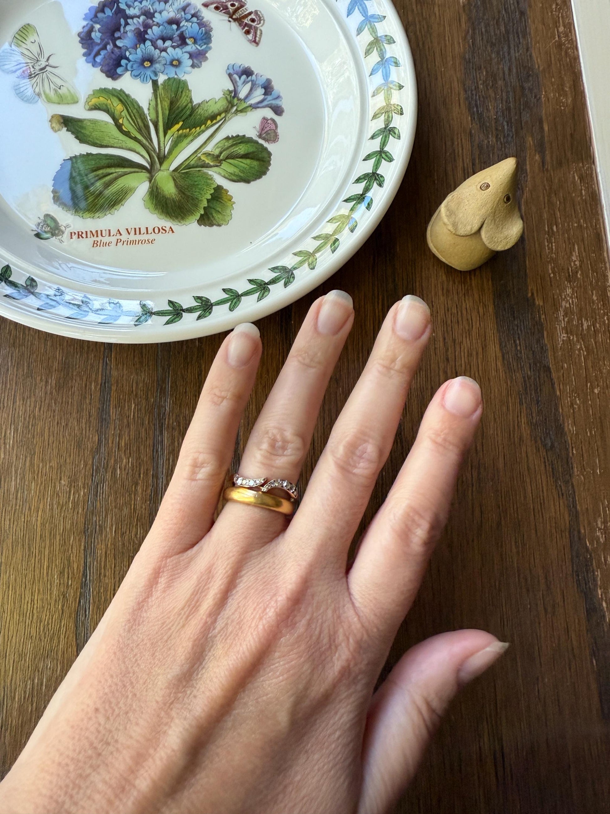 SWIRL Old Mine Rose Cut DIAMOND Bypass Band 18k Gold Ring Sparkle Texture Stacker Layering