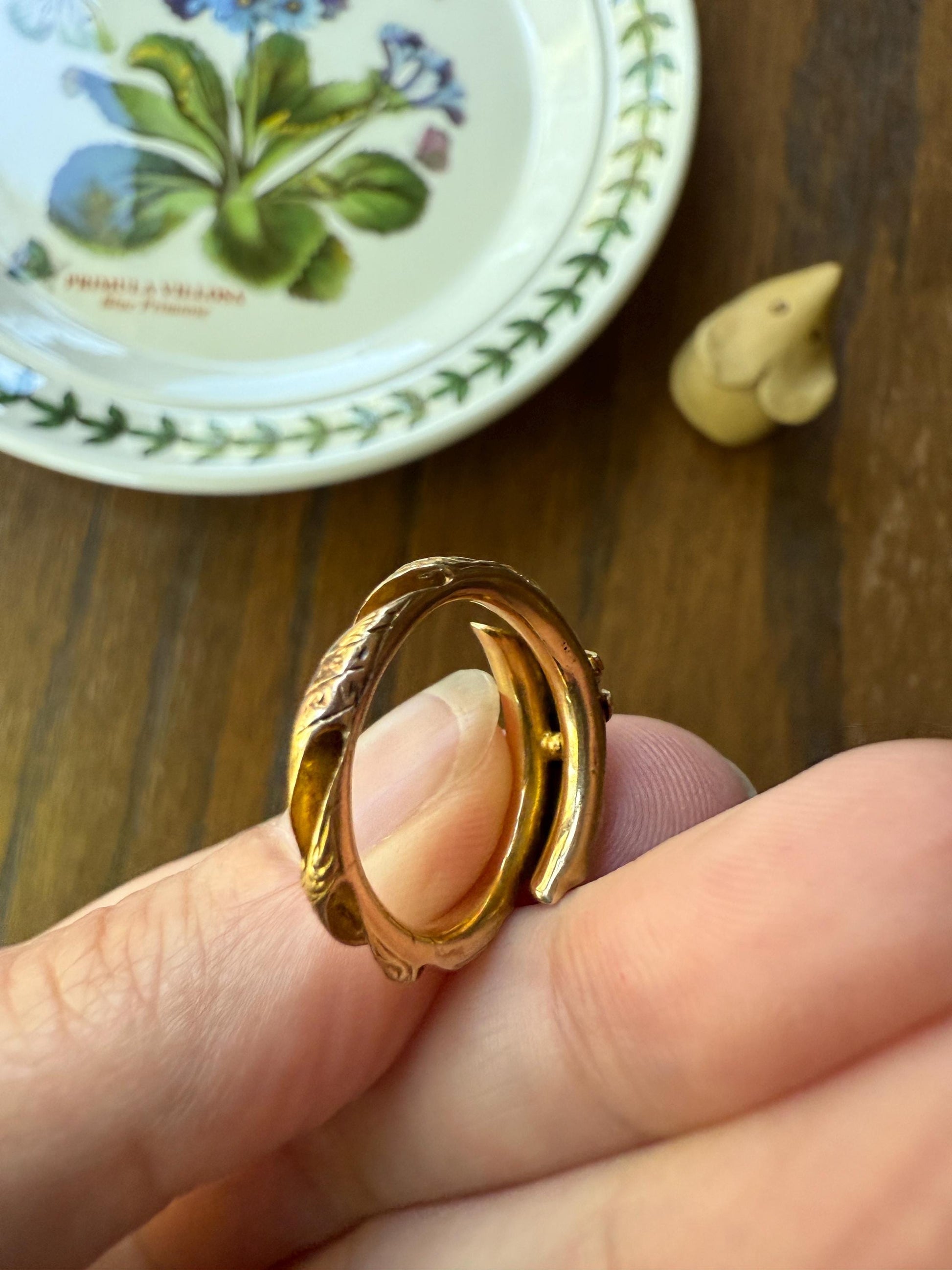 BRANCH Vine Leaf Wood Tree Rose Cut Diamonds Figural Victorian Band 14k Gold Figural Ring Comfort Fit 3D Donut Stacker Band Sentimental Gift
