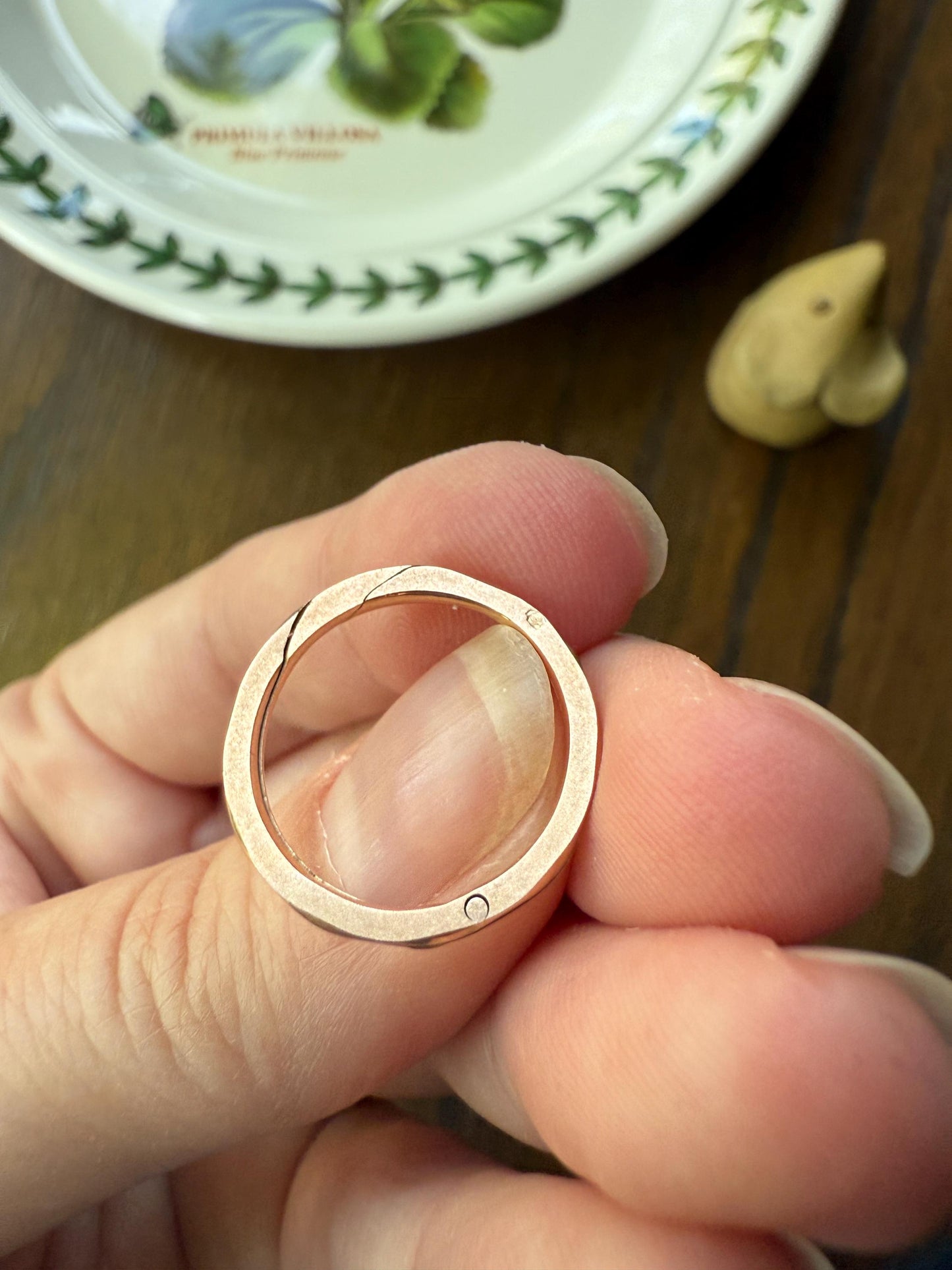 DATED 1833 GEORGIAN Era French Antique 18k Gold GIMMEL Twin Wedding Band Skinny Puzzle RiNG Beveled Faceted Stacker Gift Love Victorian