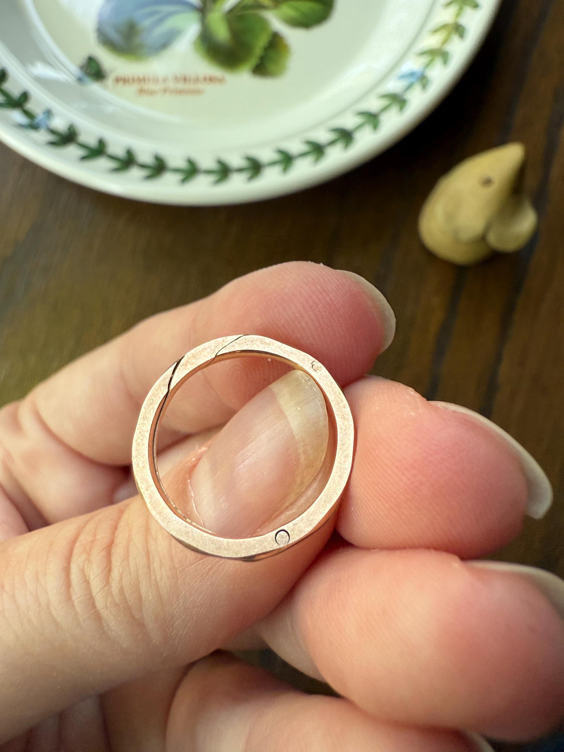 DATED 1833 GEORGIAN Era French Antique 18k Gold GIMMEL Twin Wedding Band Skinny Puzzle RiNG Beveled Faceted Stacker Gift Love Victorian