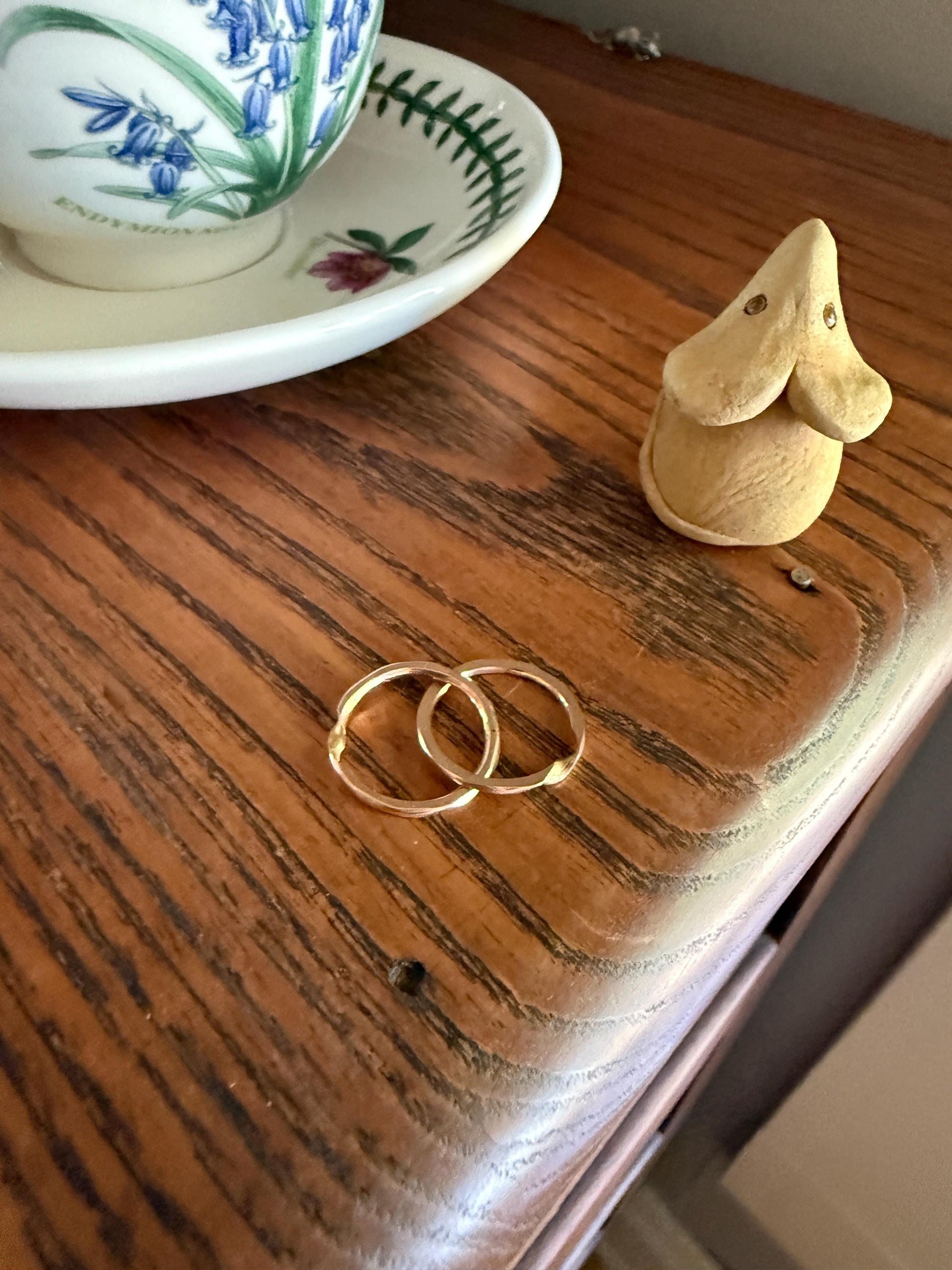 DATED 1833 GEORGIAN Era French Antique 18k Gold GIMMEL Twin Wedding Band Skinny Puzzle RiNG Beveled Faceted Stacker Gift Love Victorian