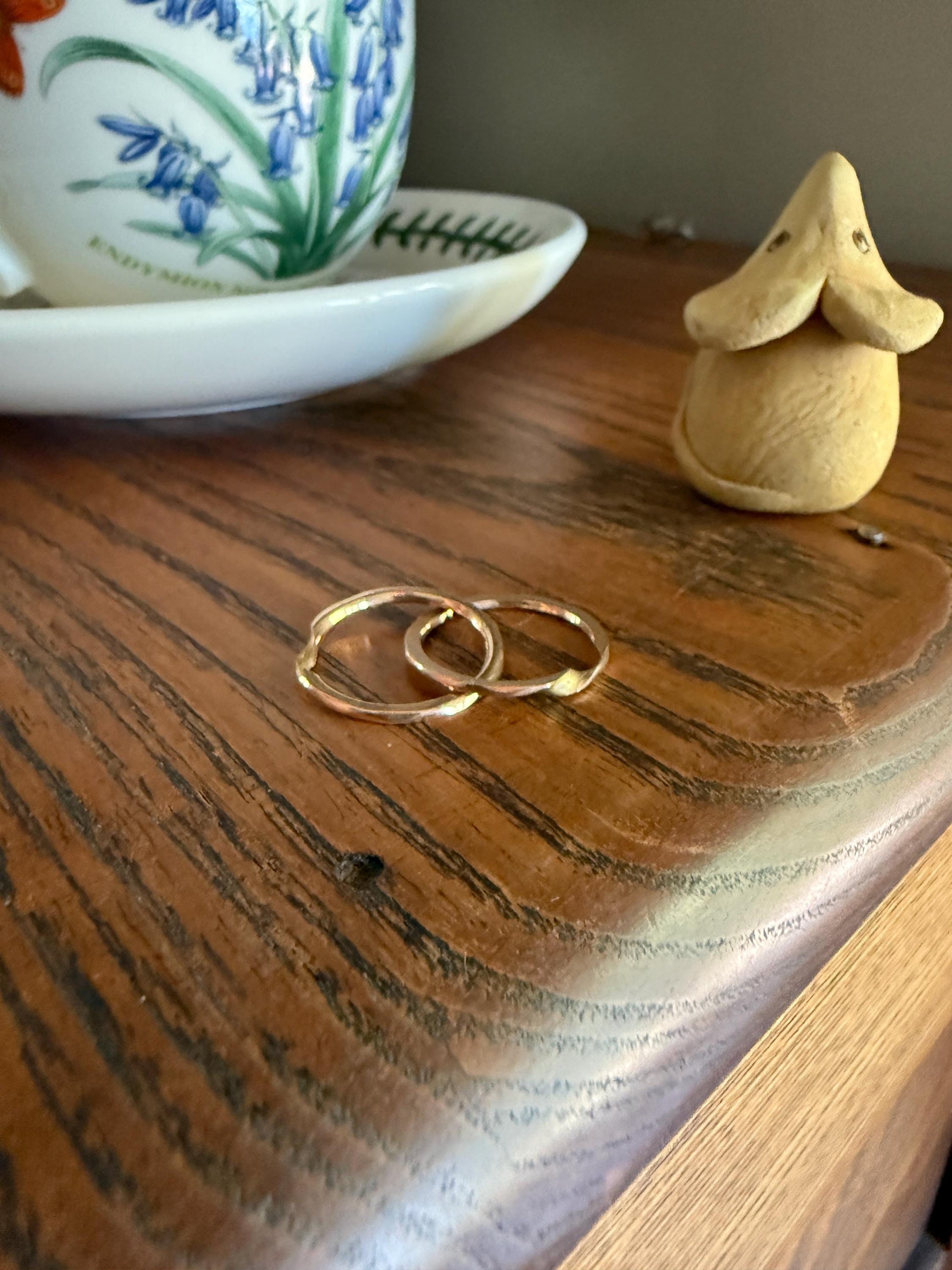DATED 1833 GEORGIAN Era French Antique 18k Gold GIMMEL Twin Wedding Band Skinny Puzzle RiNG Beveled Faceted Stacker Gift Love Victorian