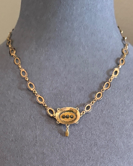 Rare Love Birds Swallow Clasp French Georgian Era 18k Gold Napoleon Bonaparte c1819 Necklace Chain Sunburst Choker Blue Enamel Old Cut Paste