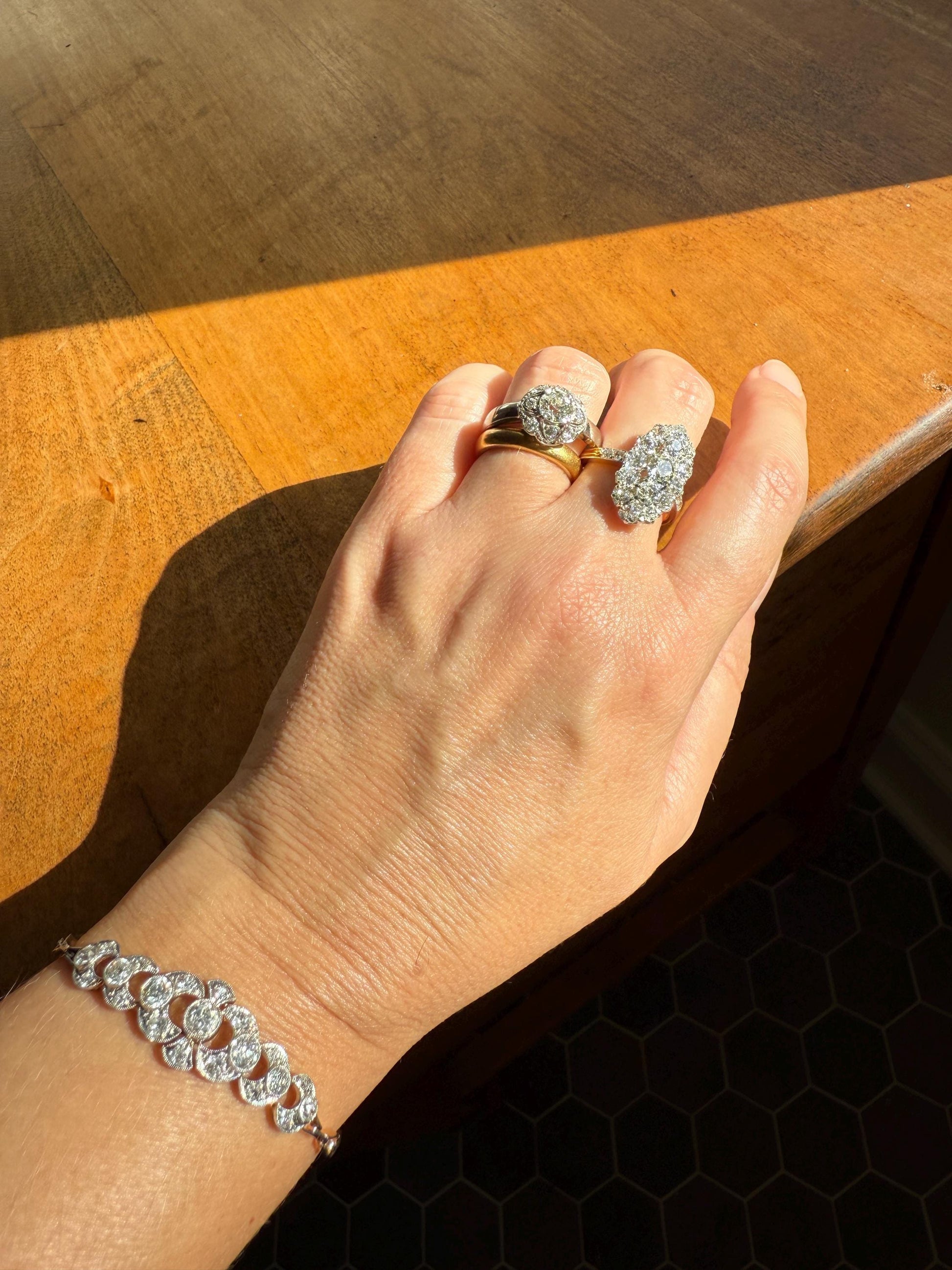 Edwardian Antique 2.25 Carat Old Mine European Cut DIAMOND Tennis Bracelet 18k Gold Platinum Bezel Set Milgrain Wriststack 2.25Ctw Stacker