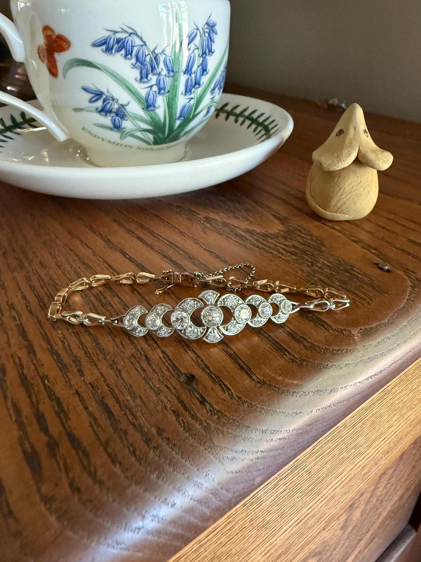 Edwardian Antique 2.25 Carat Old Mine European Cut DIAMOND Tennis Bracelet 18k Gold Platinum Bezel Set Milgrain Wriststack 2.25Ctw Stacker