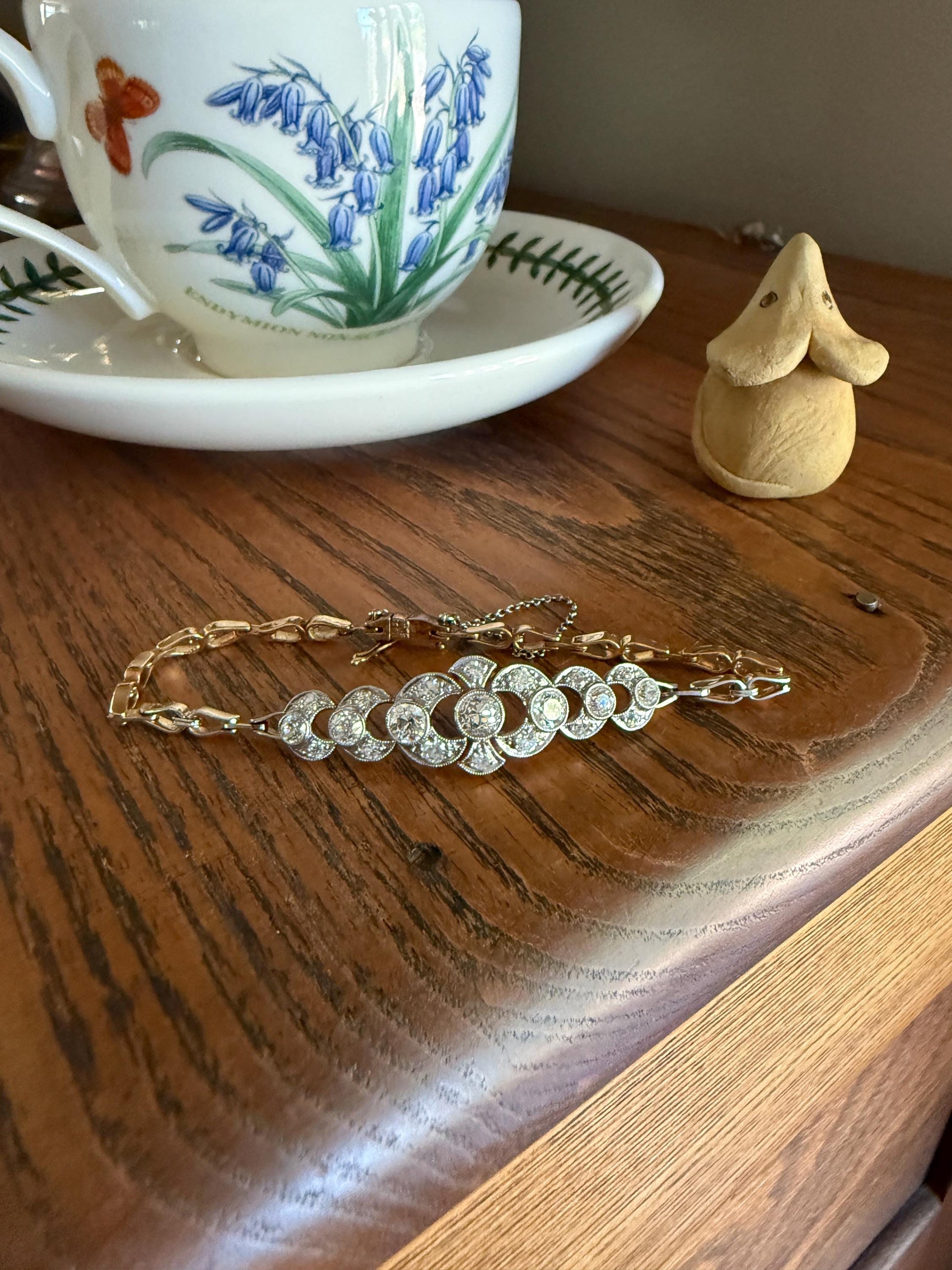 Edwardian Antique 2.25 Carat Old Mine European Cut DIAMOND Tennis Bracelet 18k Gold Platinum Bezel Set Milgrain Wriststack 2.25Ctw Stacker
