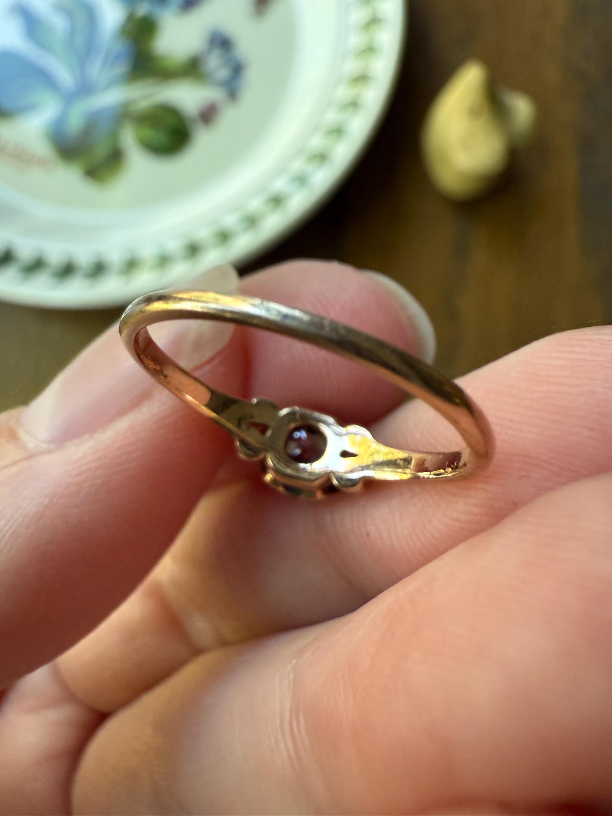 SWEETIE Victorian Antique Old European Cut DIAMOND Solitaire Engagement Wedding Buttercup Ring 14k Gold Rosy Daily Wear Pinky Stacker