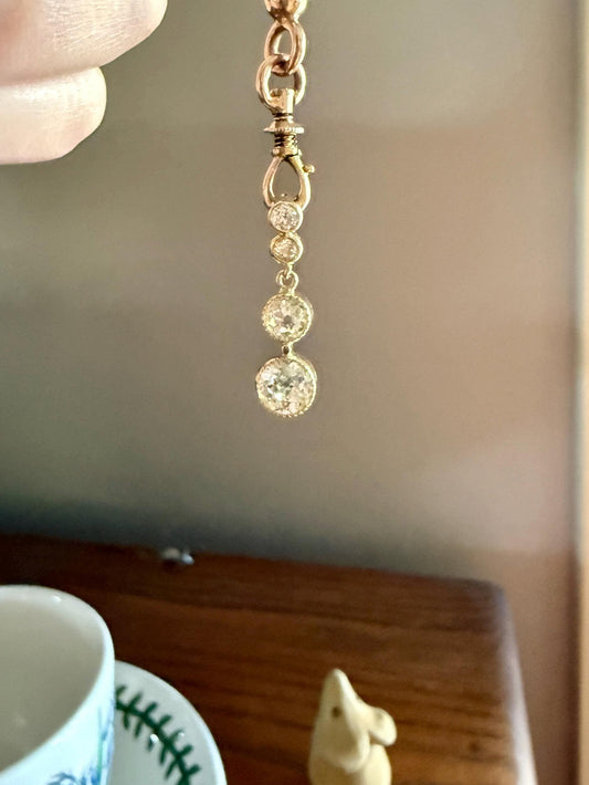 CHUNKY 1.4 Carat Old Mine Cut DIAMOND Antique 14k Gold Pendant Victorian Bezel Set Bridal Something Old Dangle Drop Four Stone 1.4ctw