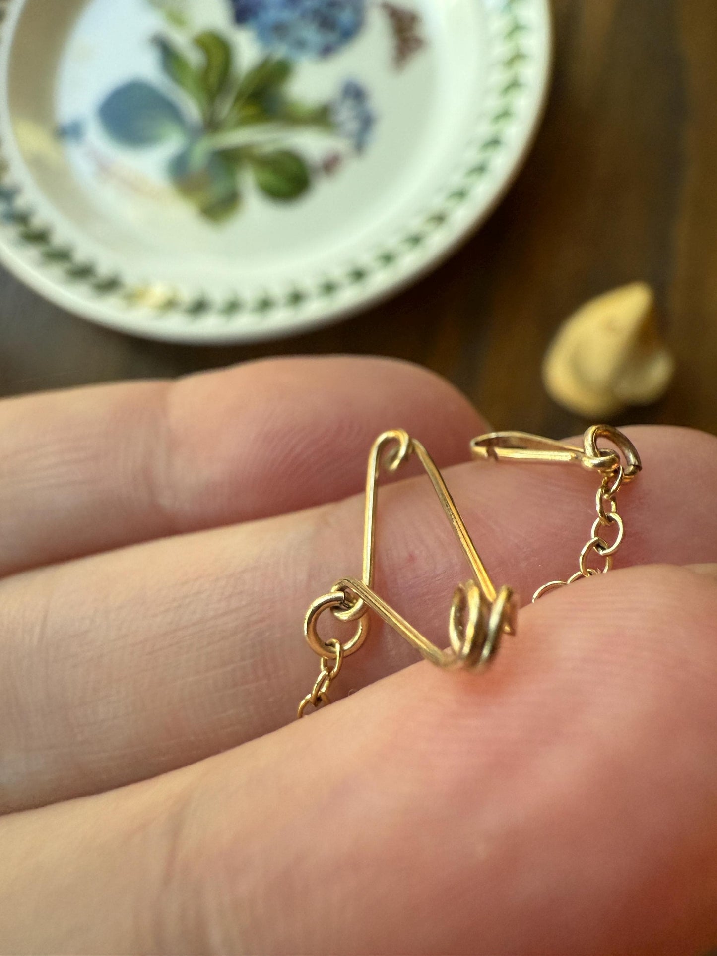 Safety Chain Doodad Pin Hanger HOOK Dainty CHAIN ANTIQUE .5g 10k Gold Solid 72mm Pendant Holder Extender Connector Neckmess Parts Findings