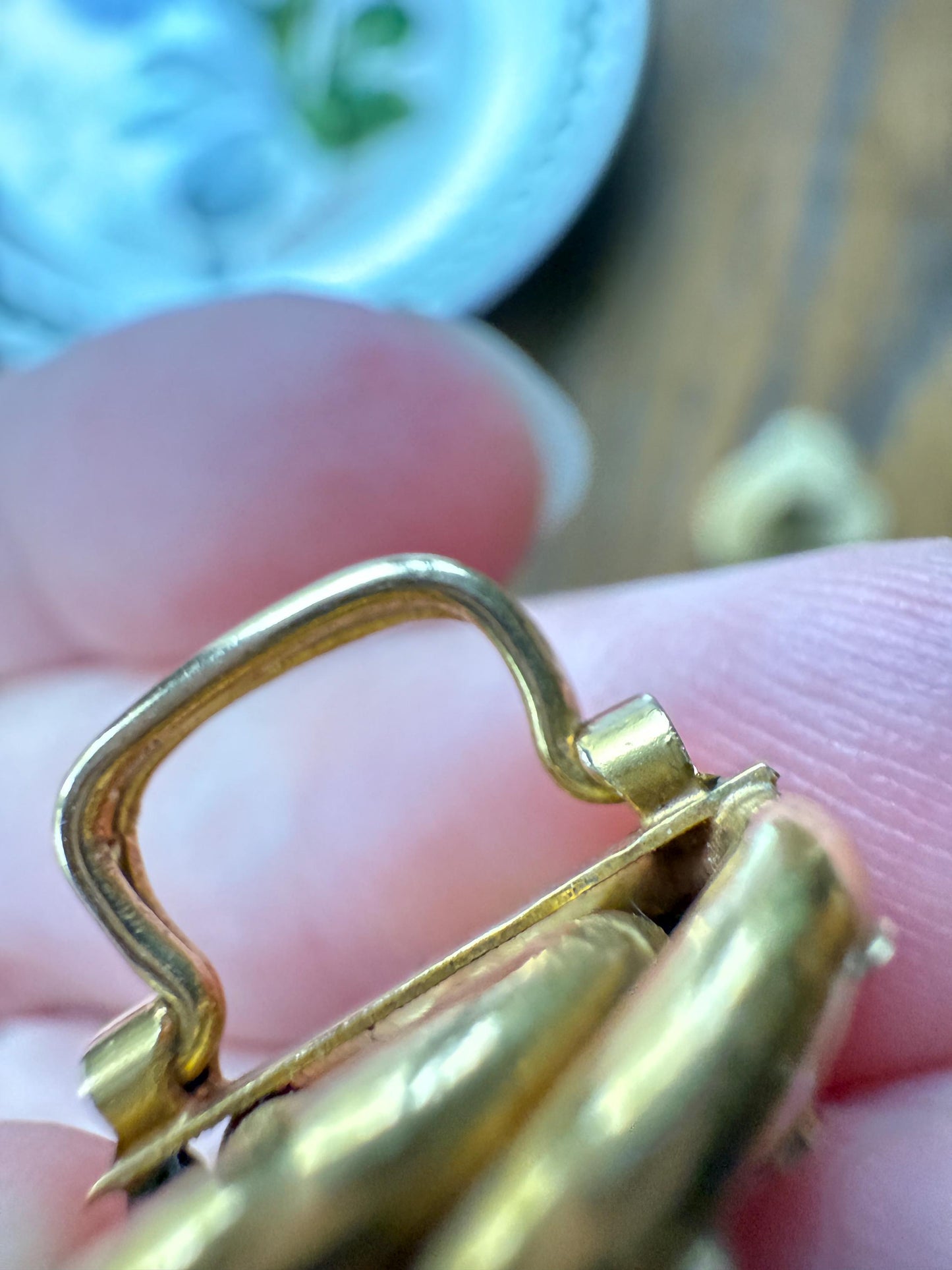 KNOT Twist Tricolor FRENCH Antique Four 18k Gold FIGURAL Slide Pendant Bracelet Charm Clip Floral Star Victorian Green Rose Clasp Slider