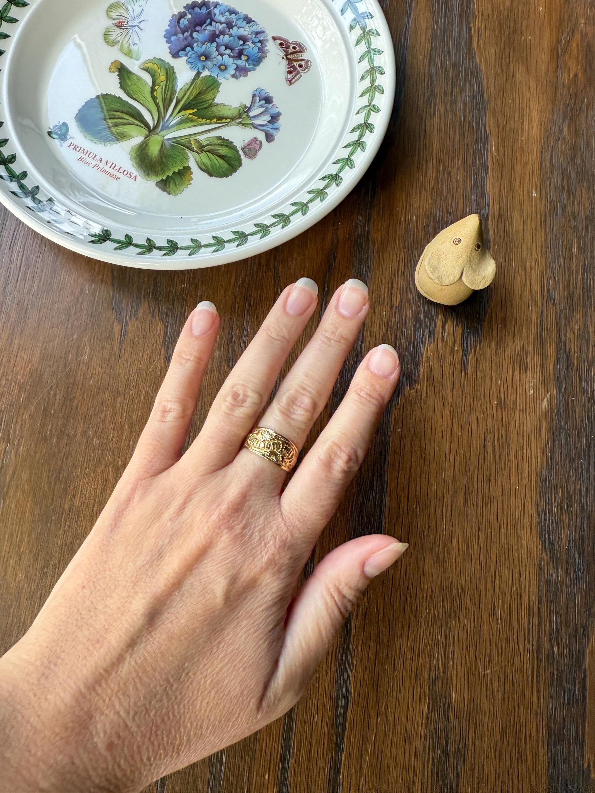 Antique c1879 I CLING to THEE Ivy Wide Band Ring 4.7g 18k Gold Stacker Wedding Posey Engagement Rare Romantic Gift Poesy Buttery Victorian