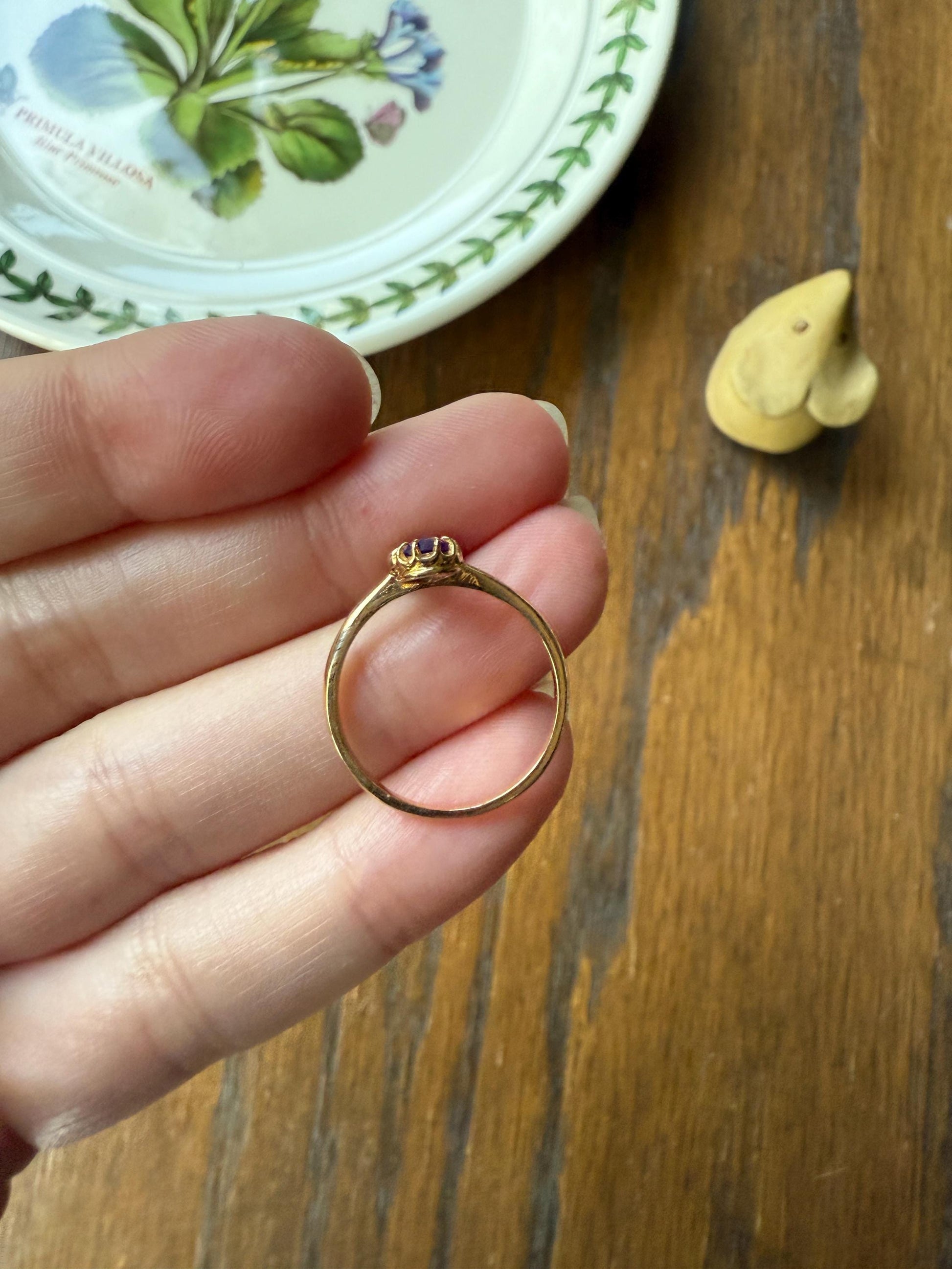 AMETHYST Purple Pear Two Stone Antique Oval Solitaire Ring 18k Gold French Victorian Belle Epoque Ornate Ball Rivet Crown Prongs Teardrop