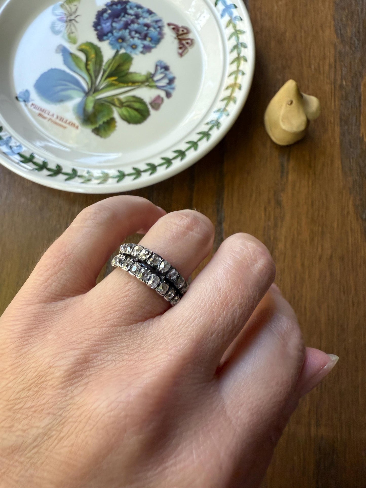 Antique 1.25 Carat Chunky Old Mine Cut DIAMOND Georgian 10k Gold Half Hoop Cigar Band Double Row Ring Silver Collets Gift Stacker 1.25Ct OMC