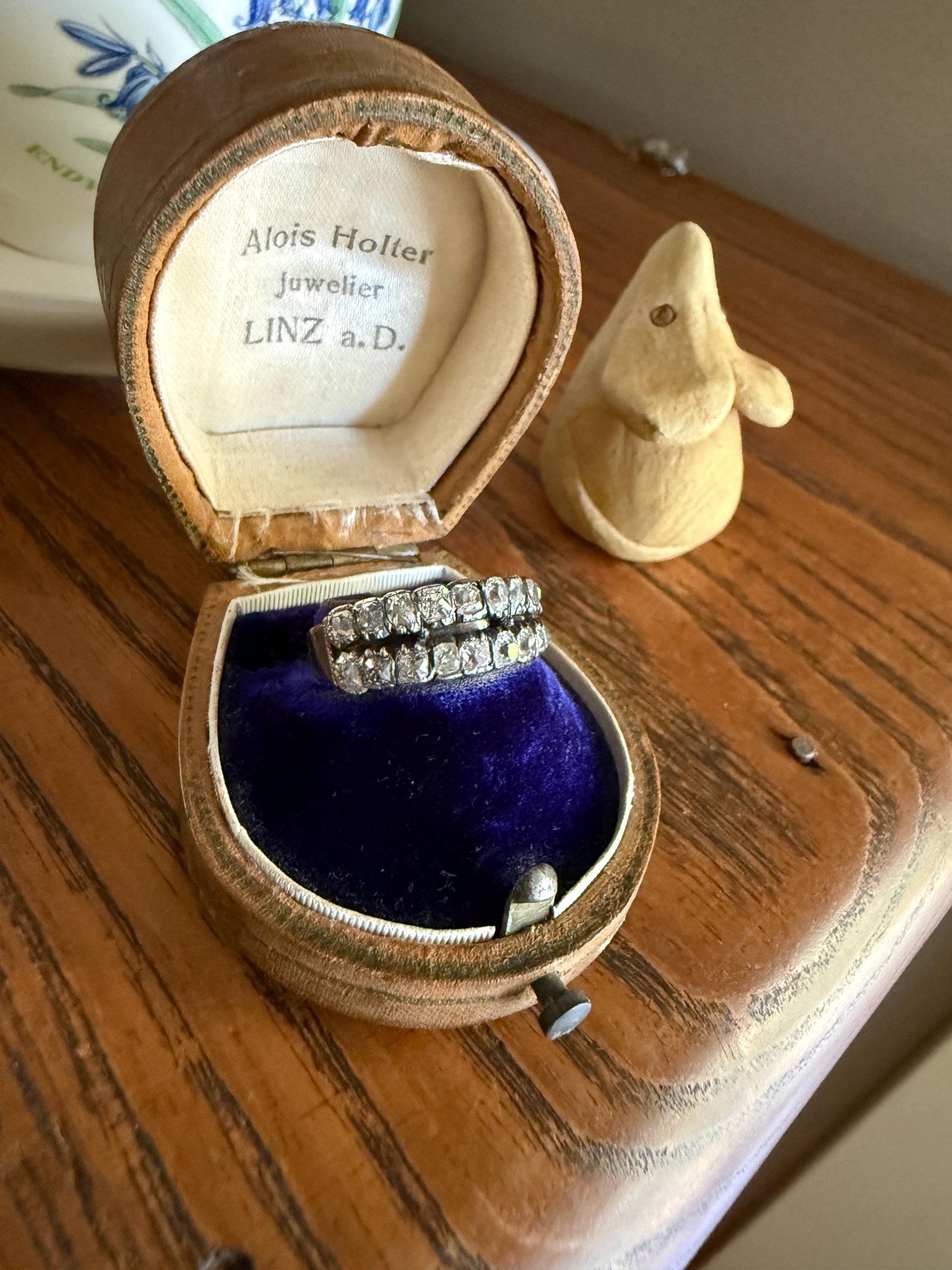 Antique 1.25 Carat Chunky Old Mine Cut DIAMOND Georgian 10k Gold Half Hoop Cigar Band Double Row Ring Silver Collets Gift Stacker 1.25Ct OMC