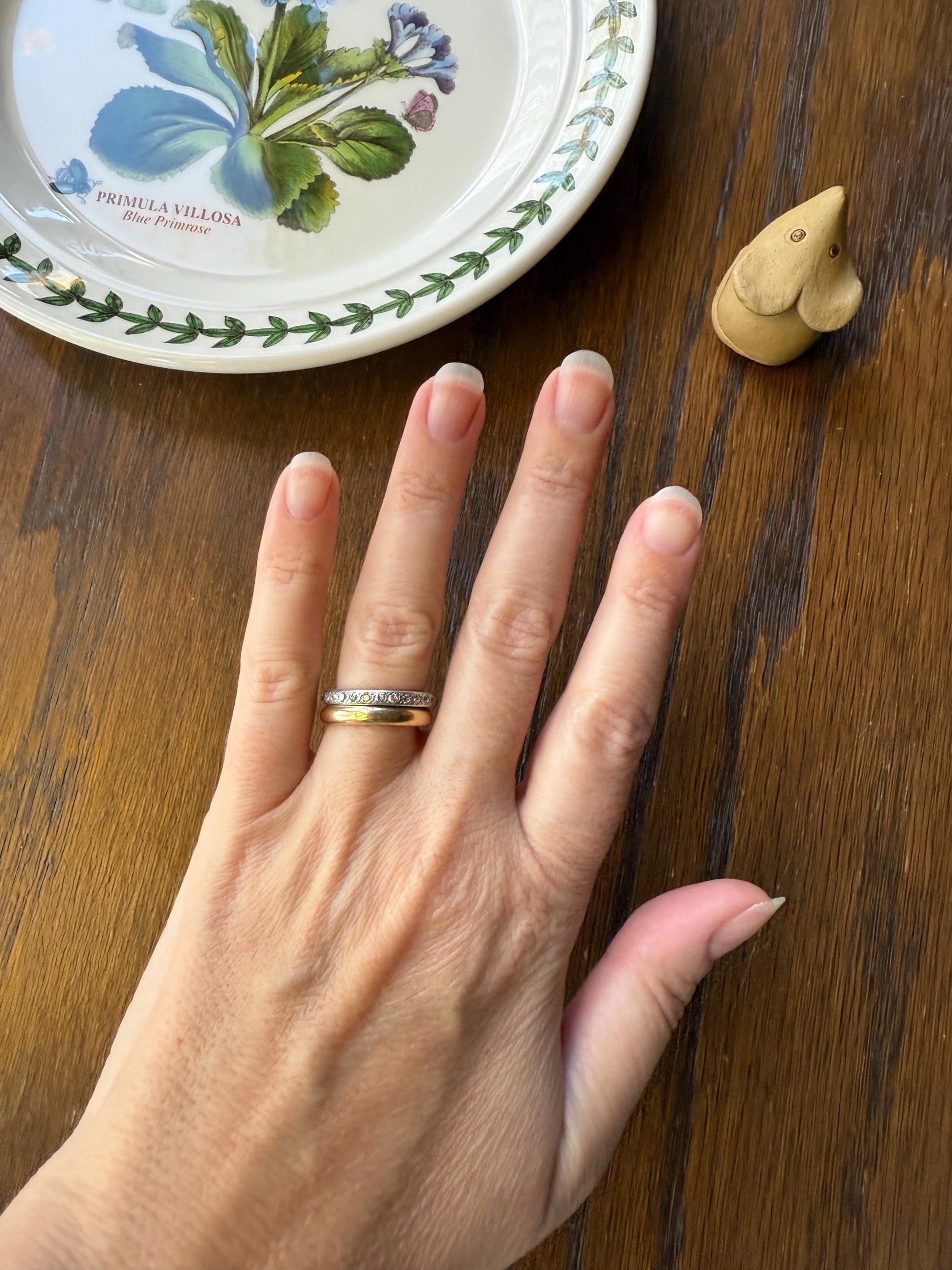 PLATINUM Edwardian Antique 22 Old Mine Single Cut DIAMOND Full Eternity Band Ring Romantic Gift Wedding Stacker .7 Ct OMC Engraved Edge