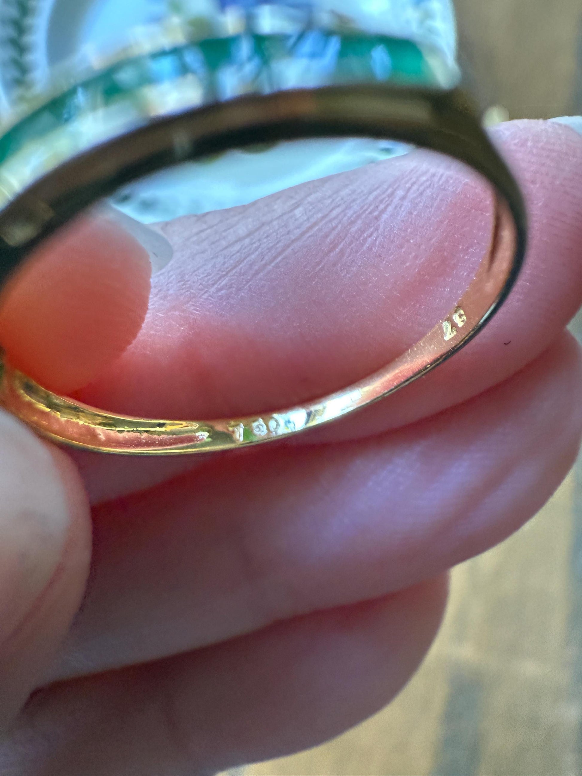 Vintage Channel Set Emerald Half Hoop Eternity Band Ring 18k Gold Skinny Line Stacker Romantic Gift Green Pair Sapphire Avail
