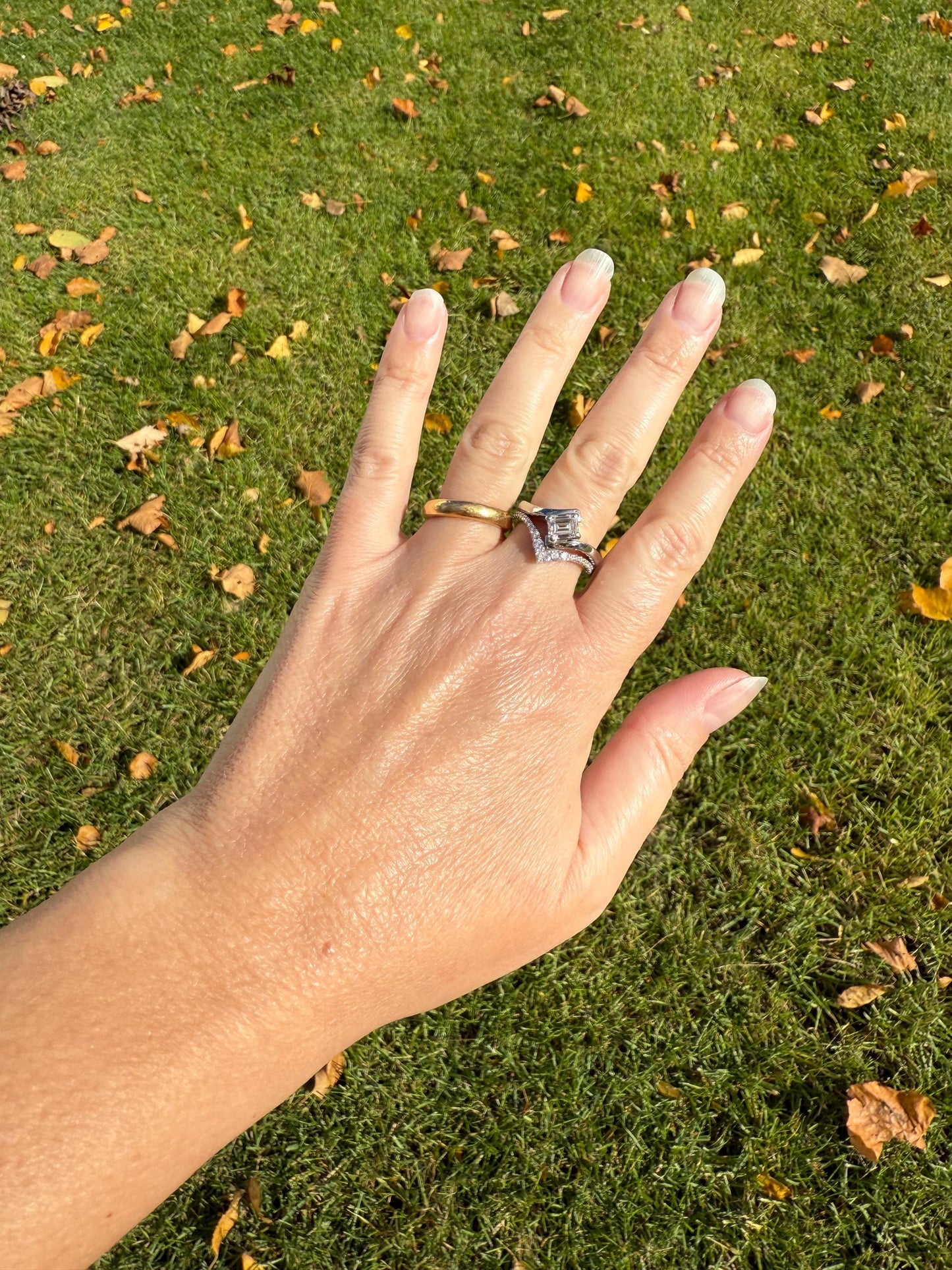 Vintage .75 Carat Emerald Cut DIAMOND Eye Clean & Bright White! Platinum Bypass Ring Retro Solitaire Stacker Engagement Ring Asymmetrical