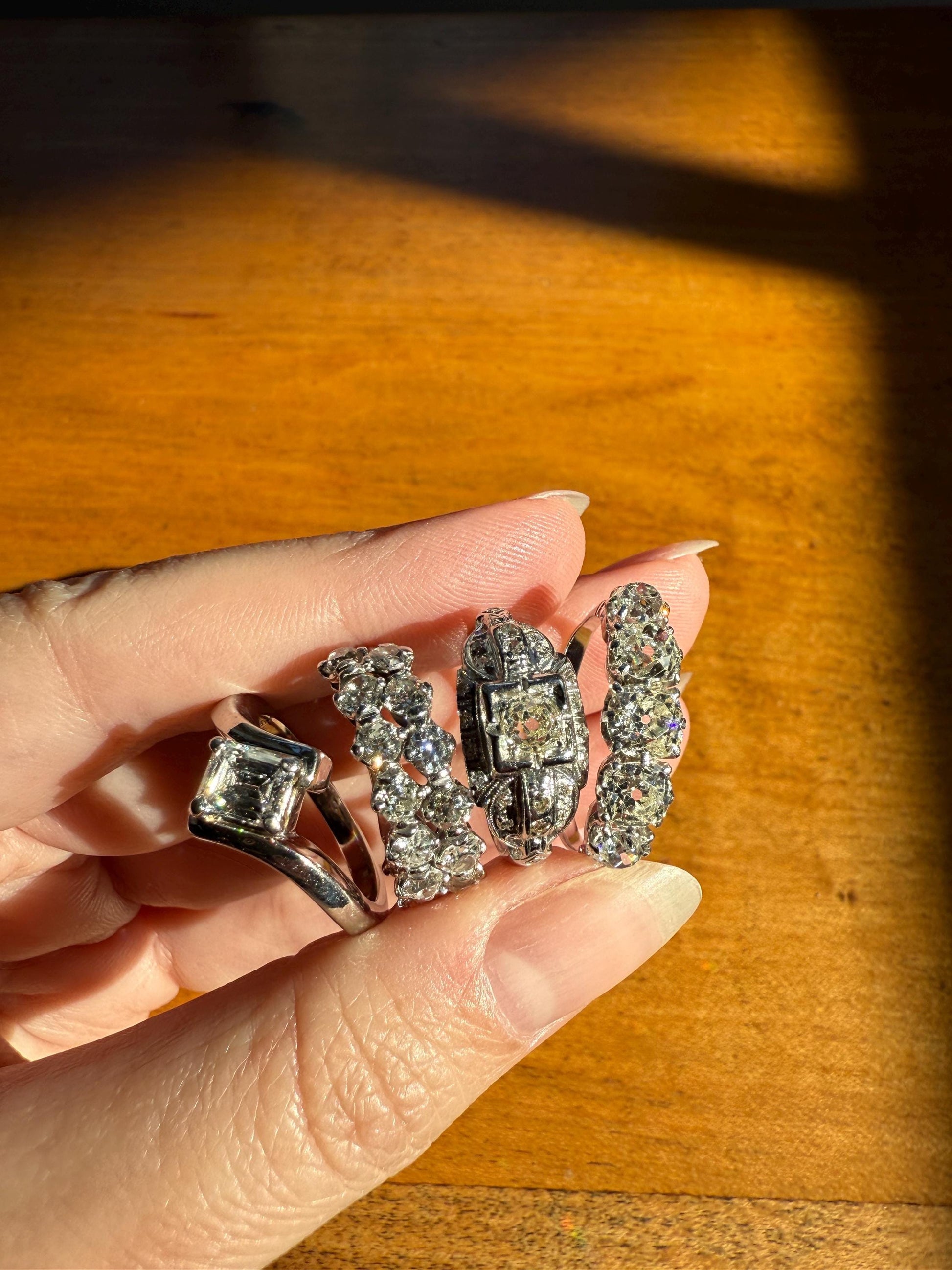 Vintage .75 Carat Emerald Cut DIAMOND Eye Clean & Bright White! Platinum Bypass Ring Retro Solitaire Stacker Engagement Ring Asymmetrical