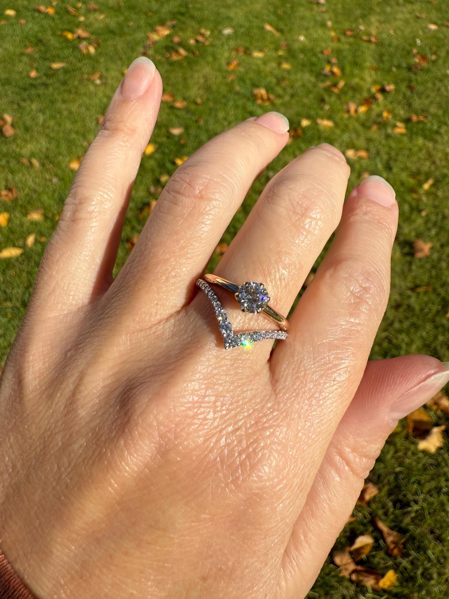 Vintage CHEVRON V Ring Graduated Brilliant Cut Diamonds Band 14k White Gold Ring Ultimate Stacker Crown Half Hoop Ringstack Unique Gift