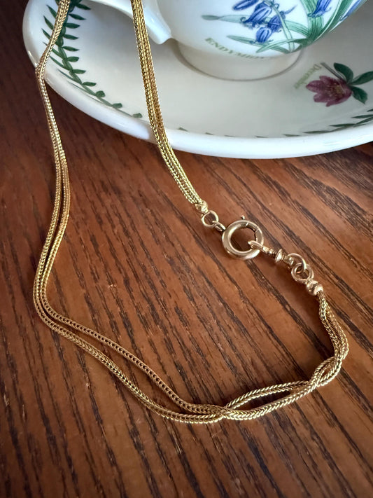 Victorian ANTIQUE Hallmark French 9.5g 18k Gold Solid Double Box Chain Watch Necklace Extender Bracelet Connector Dog Clip Pendant Holder