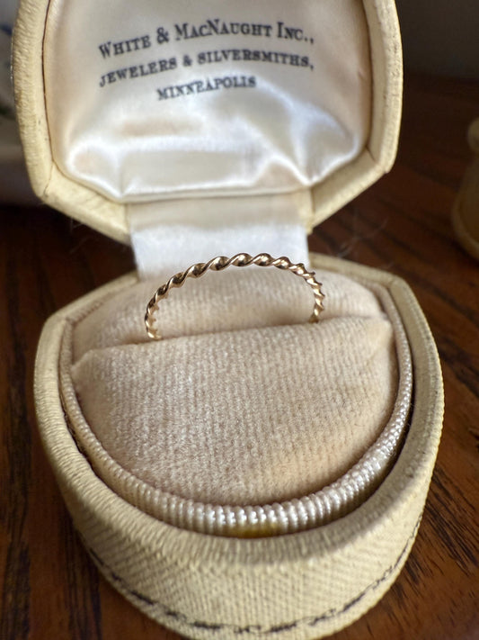 The Skinniest Skinny Band Vintage Twist 14k GOLD Geometric Ring Stacker Gift Dainty Layer Minimalist