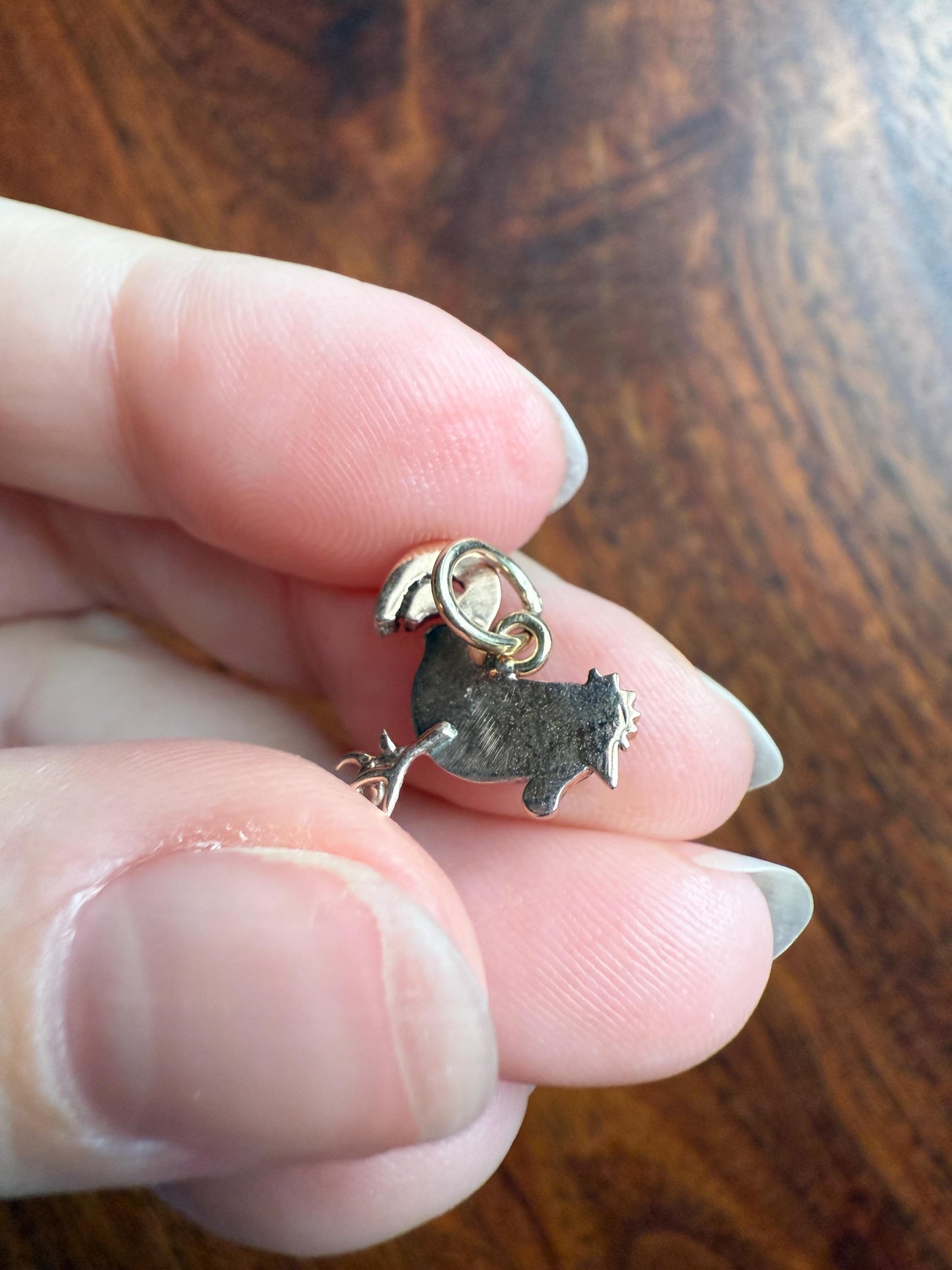 ROOSTER Rose Cut DIAMOND Ruby Eye Antique Victorian 14k Gold Silver Figural Pendant Necklace Bracelet Charm Animal Bird Jewelry Courage