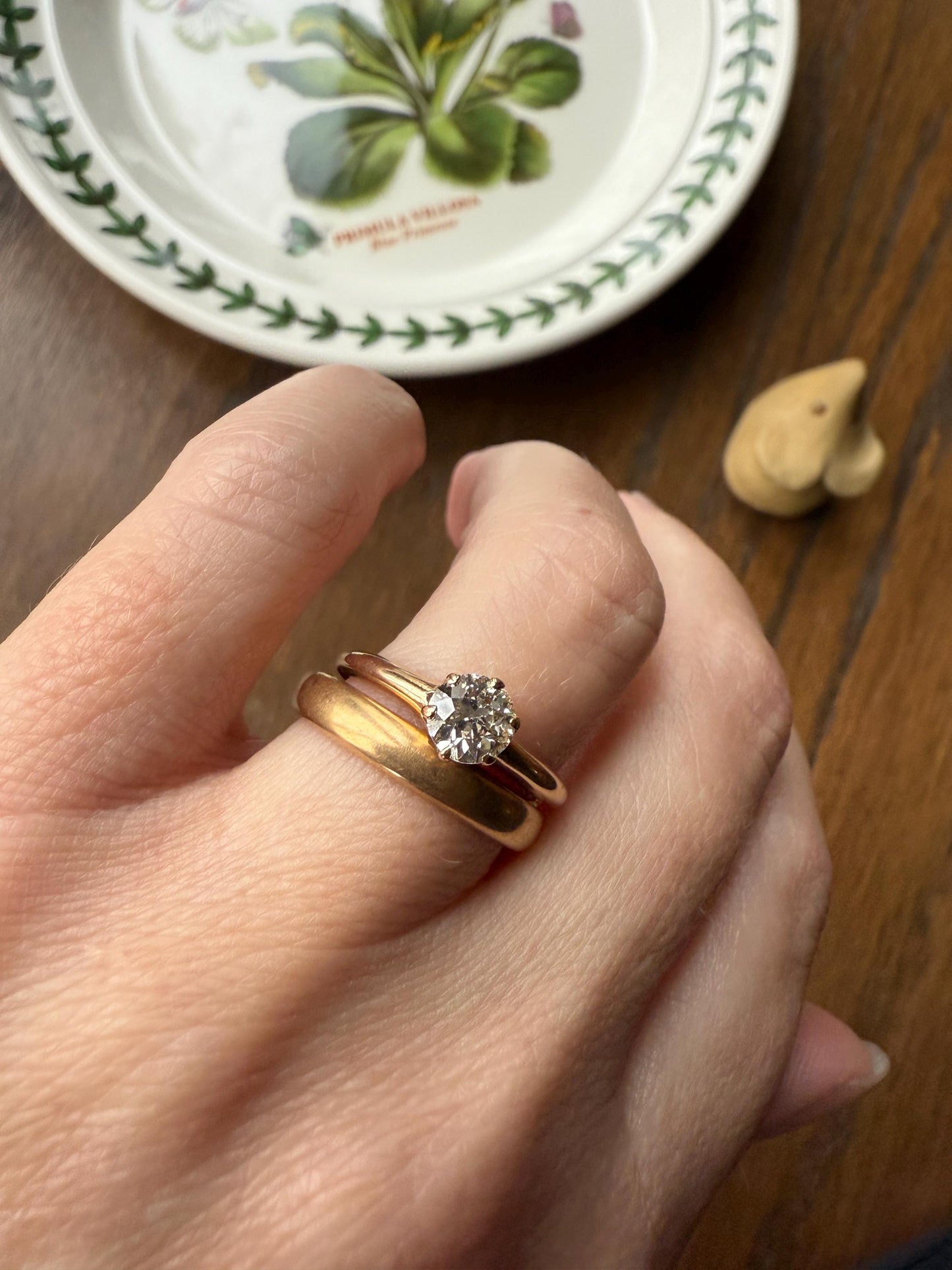 French ANTIQUE 3.8g 18k Gold Wedding RING 3.6mm Wide Band Comfort Fit Stacker Love Gift Unisex Man