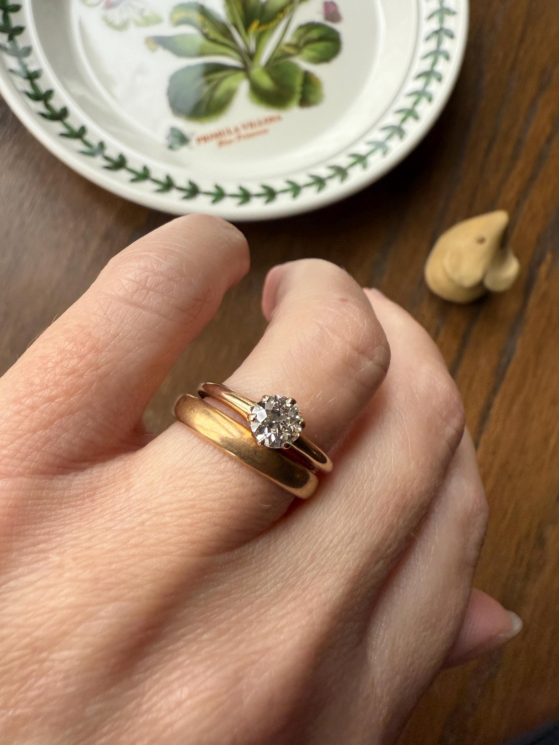 French ANTIQUE 3.8g 18k Gold Wedding RING 3.6mm Wide Band Comfort Fit Stacker Love Gift Unisex Man