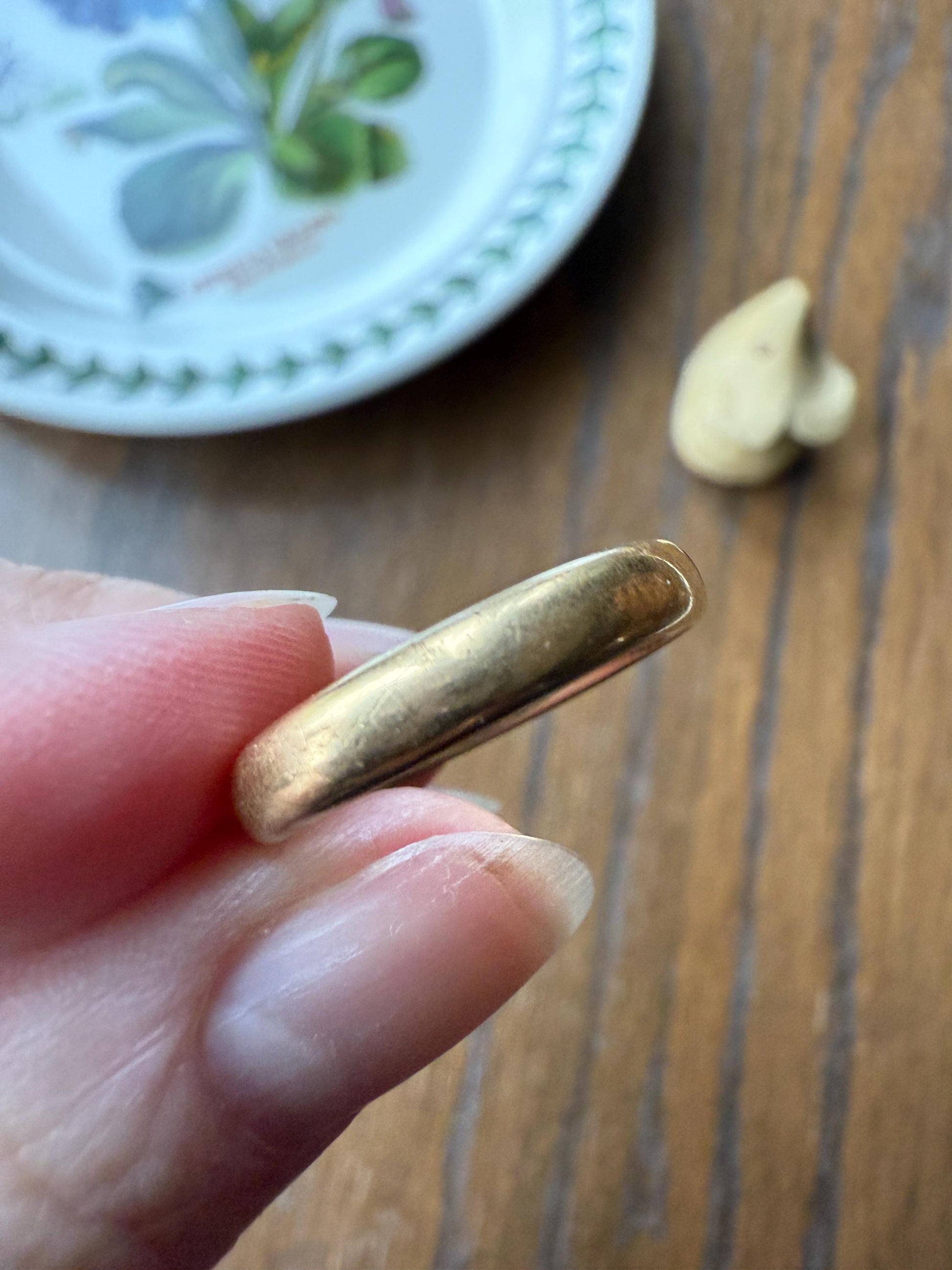 French ANTIQUE 3.8g 18k Gold Wedding RING 3.6mm Wide Band Comfort Fit Stacker Love Gift Unisex Man