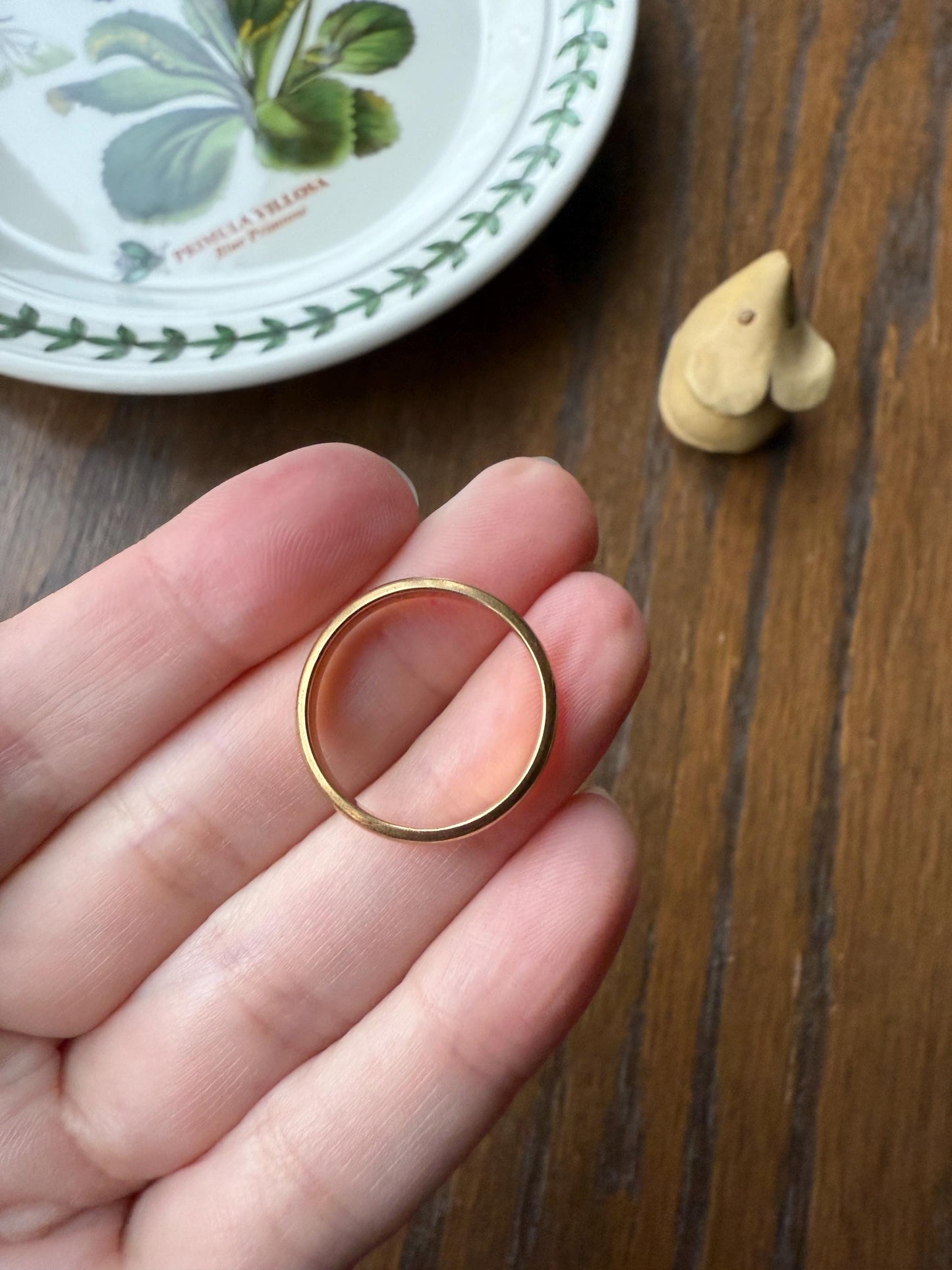 French ANTIQUE 3.8g 18k Gold Wedding RING 3.6mm Wide Band Comfort Fit Stacker Love Gift Unisex Man