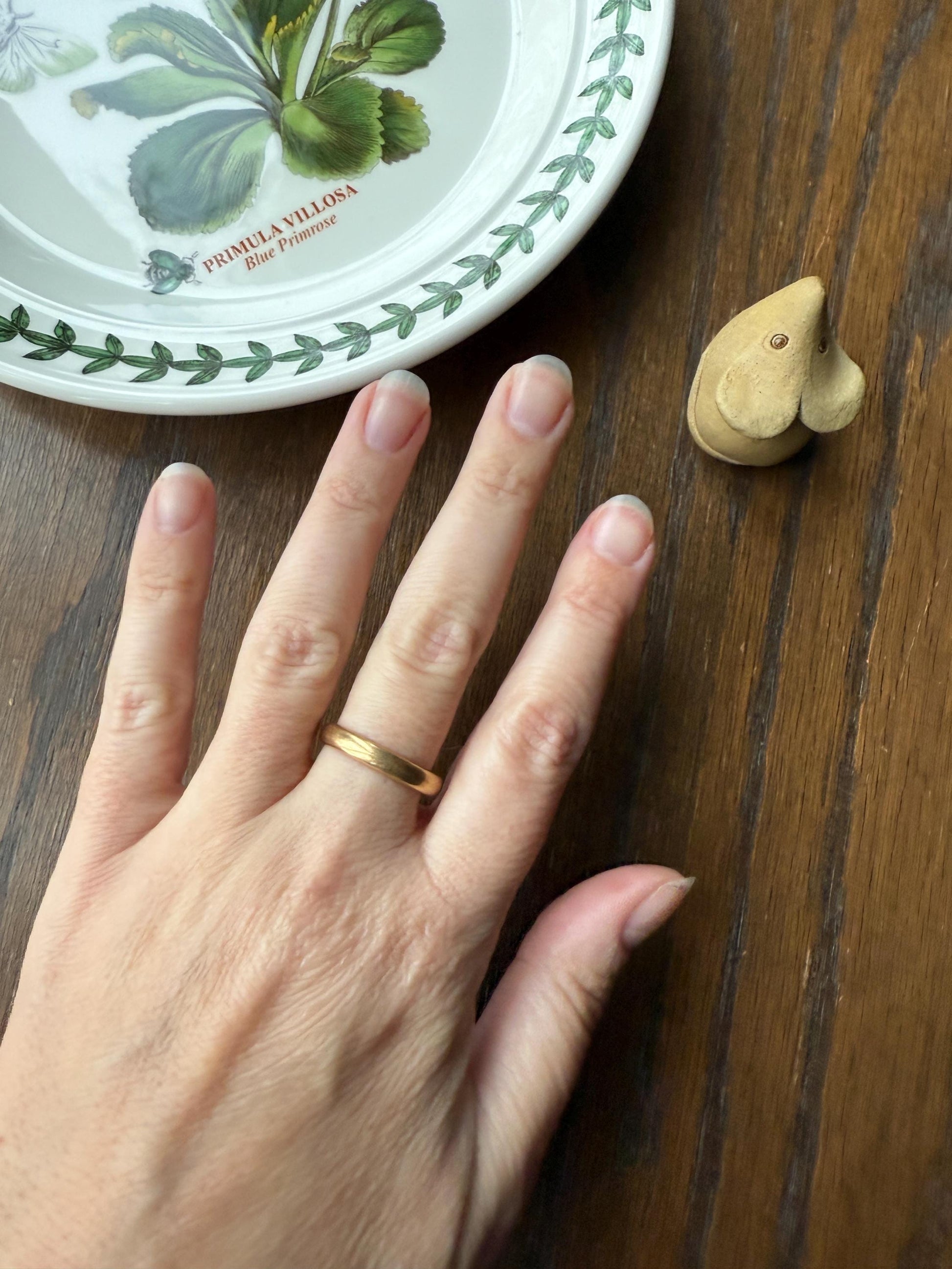 French ANTIQUE 3.8g 18k Gold Wedding RING 3.6mm Wide Band Comfort Fit Stacker Love Gift Unisex Man