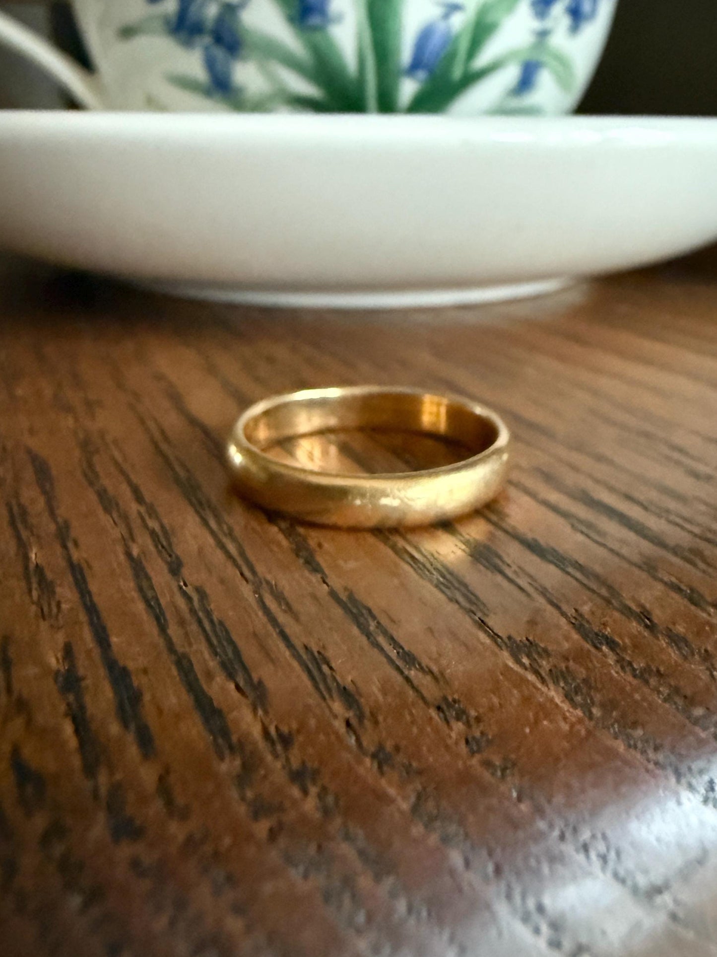 French ANTIQUE 3.8g 18k Gold Wedding RING 3.6mm Wide Band Comfort Fit Stacker Love Gift Unisex Man