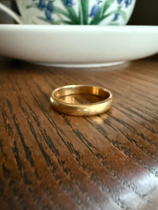 French ANTIQUE 3.8g 18k Gold Wedding RING 3.6mm Wide Band Comfort Fit Stacker Love Gift Unisex Man