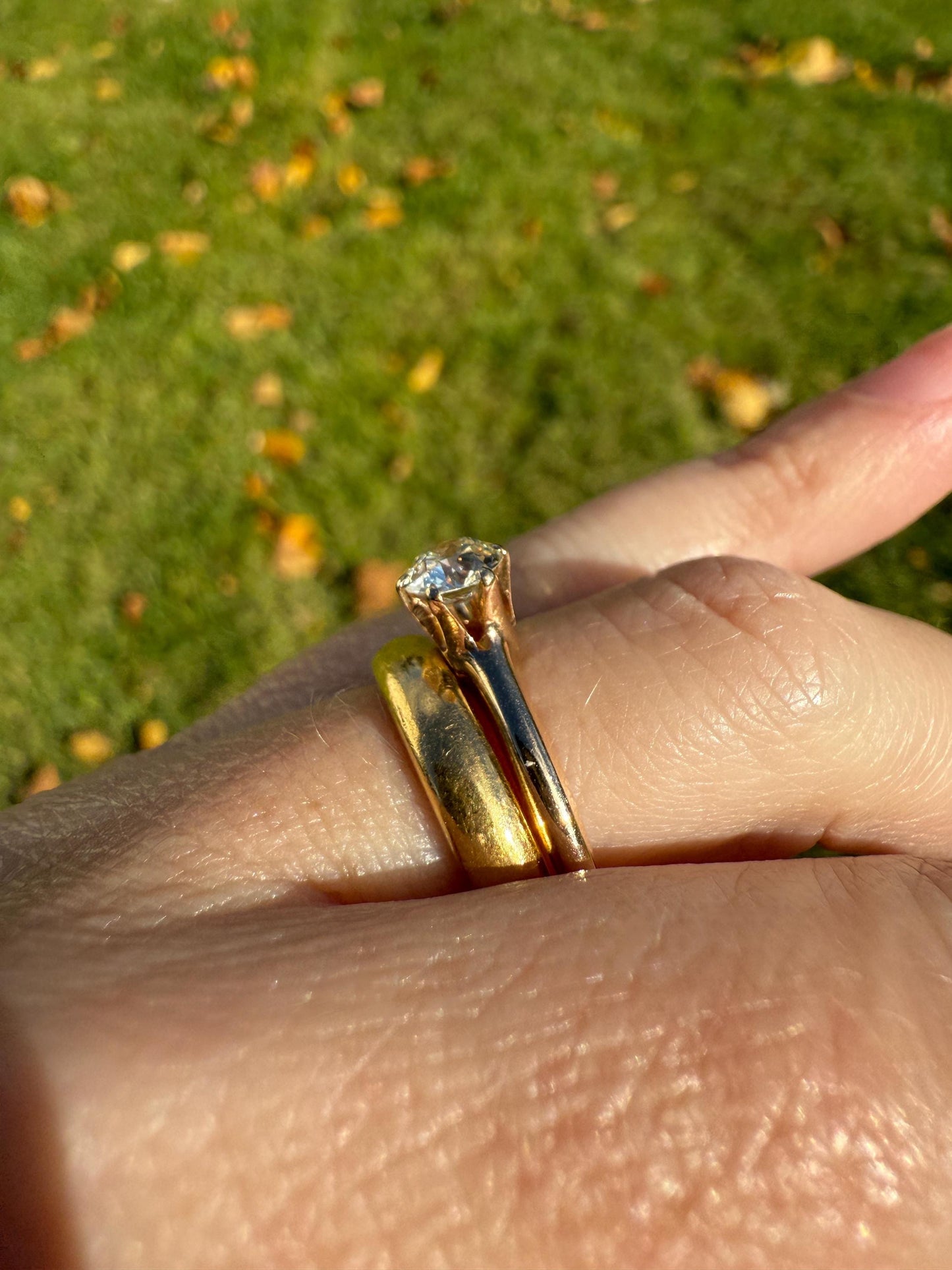 Antique .6 Carat Old European Cut DIAMOND Solitaire Engagement Ring Stacker 14k Yellow Gold Wedding Something Old Daily Wear Prong Set Gift