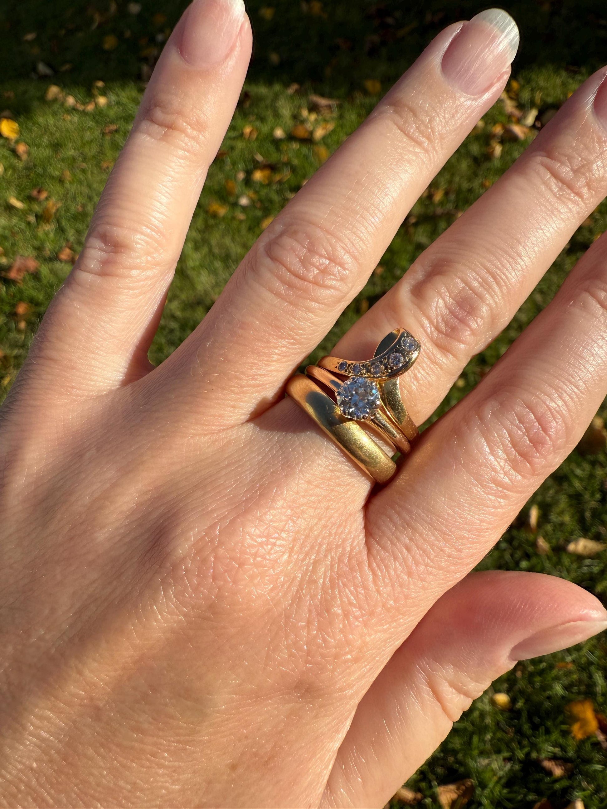 Antique .6 Carat Old European Cut DIAMOND Solitaire Engagement Ring Stacker 14k Yellow Gold Wedding Something Old Daily Wear Prong Set Gift