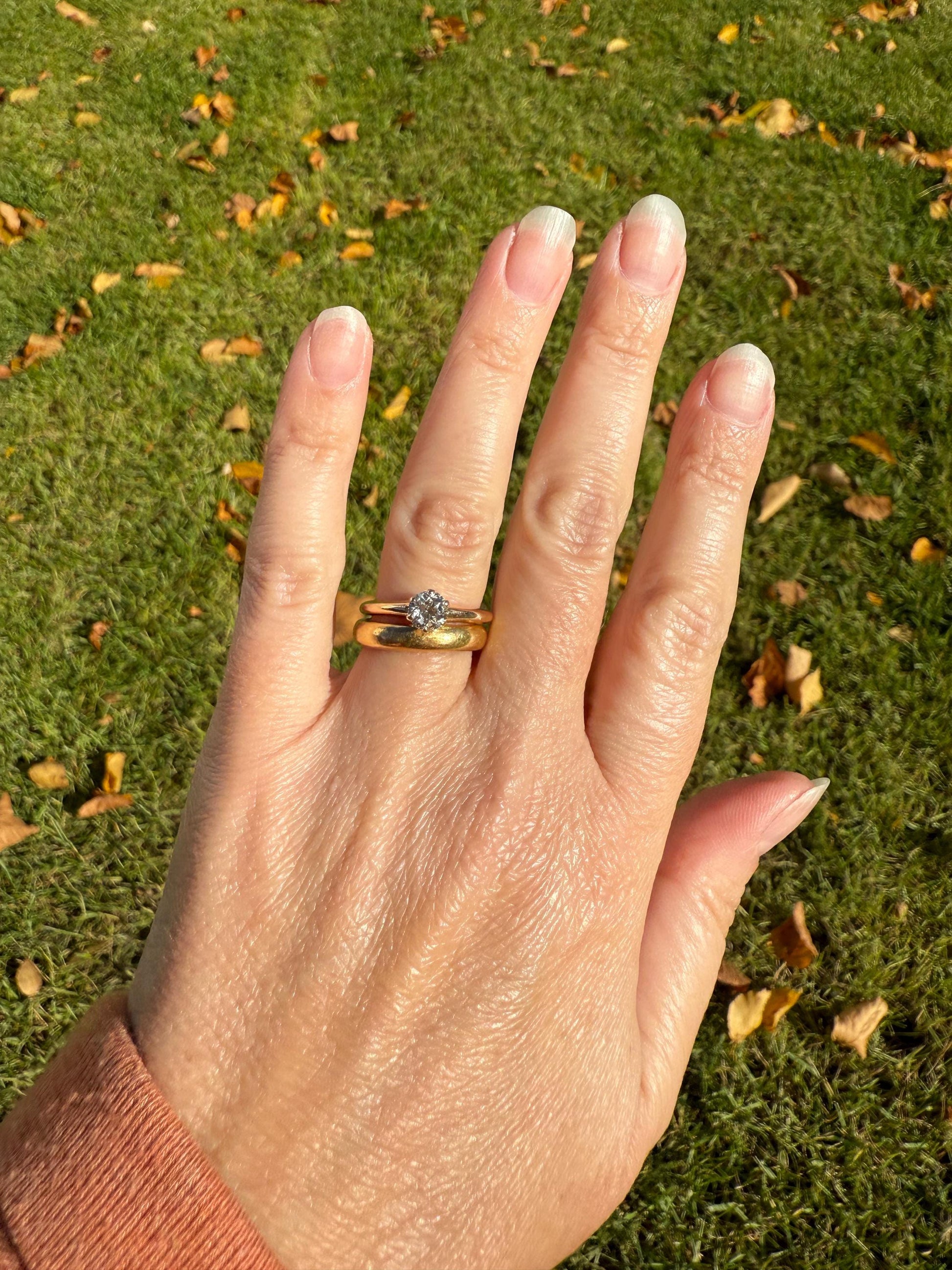 Antique .6 Carat Old European Cut DIAMOND Solitaire Engagement Ring Stacker 14k Yellow Gold Wedding Something Old Daily Wear Prong Set Gift