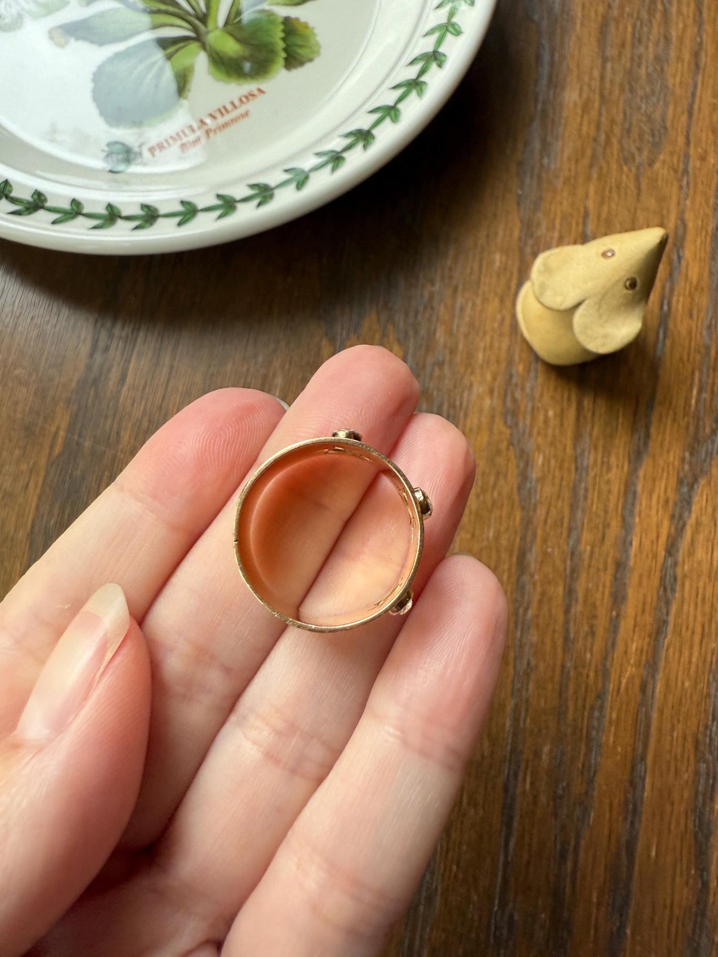 STARS Vintage Three Stone Diamond 11mm Wide Cigar Band French 18k Gold Old Mine & Brilliant Cut Chunky 3D Stacker Figural Gift OMC Retro