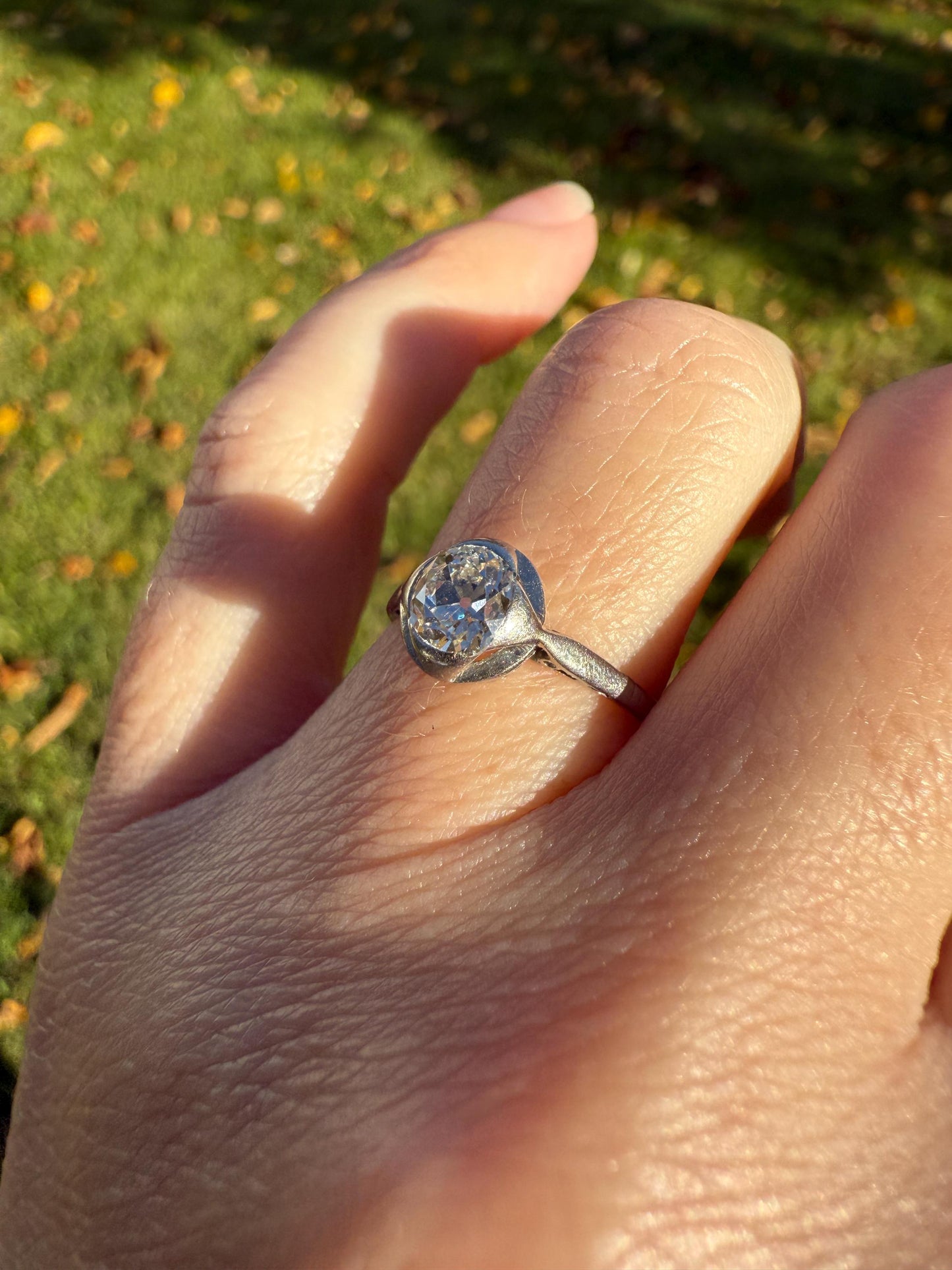 Antique .67 Carat Old Mine Cut DIAMOND Ring Edwardian Era French Platinum Solitaire Engagement Stacker Bezel Halo Setting OMC .67ctw