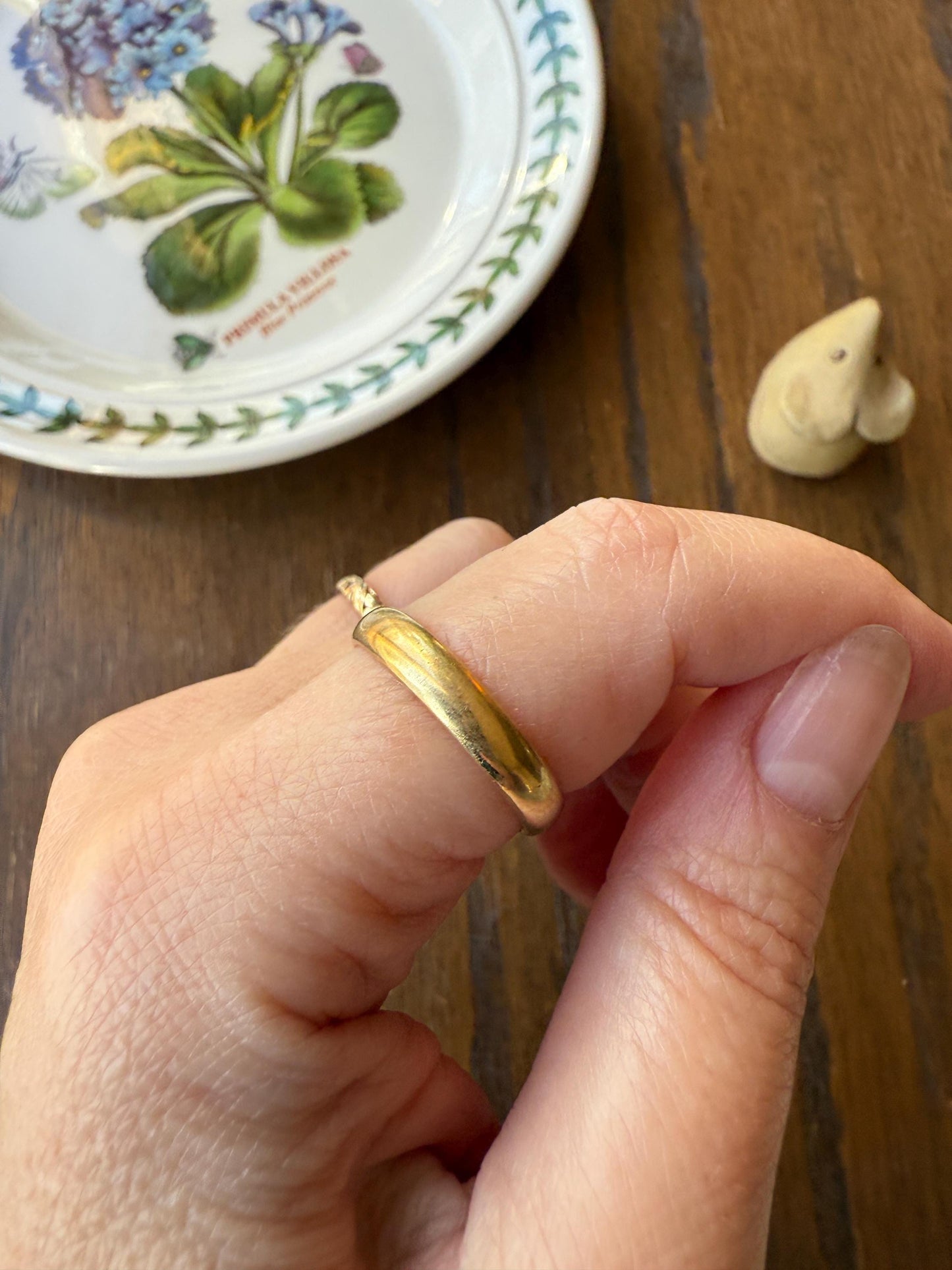 French ANTIQUE 4.3g 18k Gold Wedding RING 3.8mm Wide Band Comfort Fit Stacker Love Gift Unisex Man